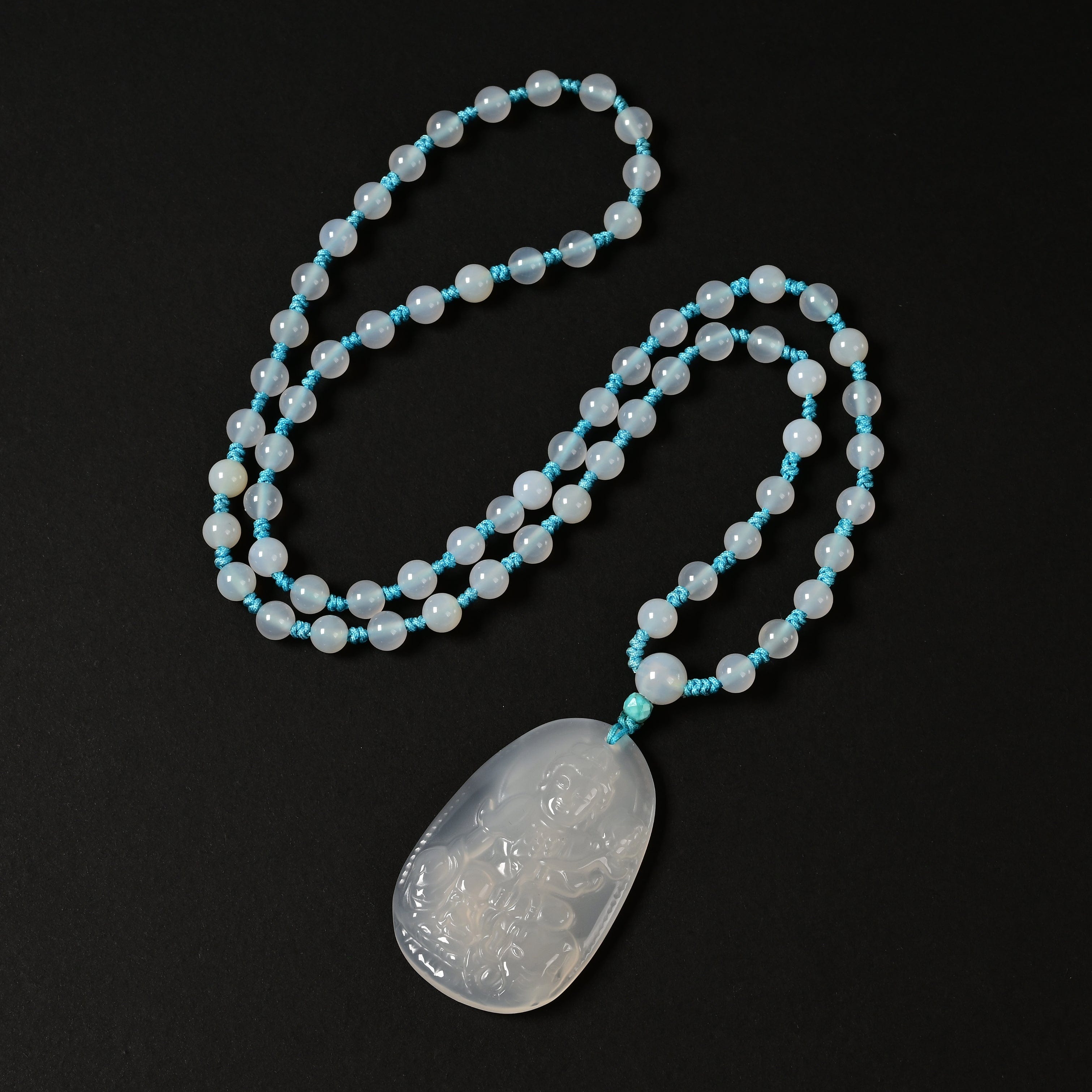 KALIFANO Gemstone Necklaces White Agate Guan Yin Necklace OGY-WA
