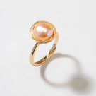 Fresh Water Pearl and Braided Brass Adjustable Ring - Pink