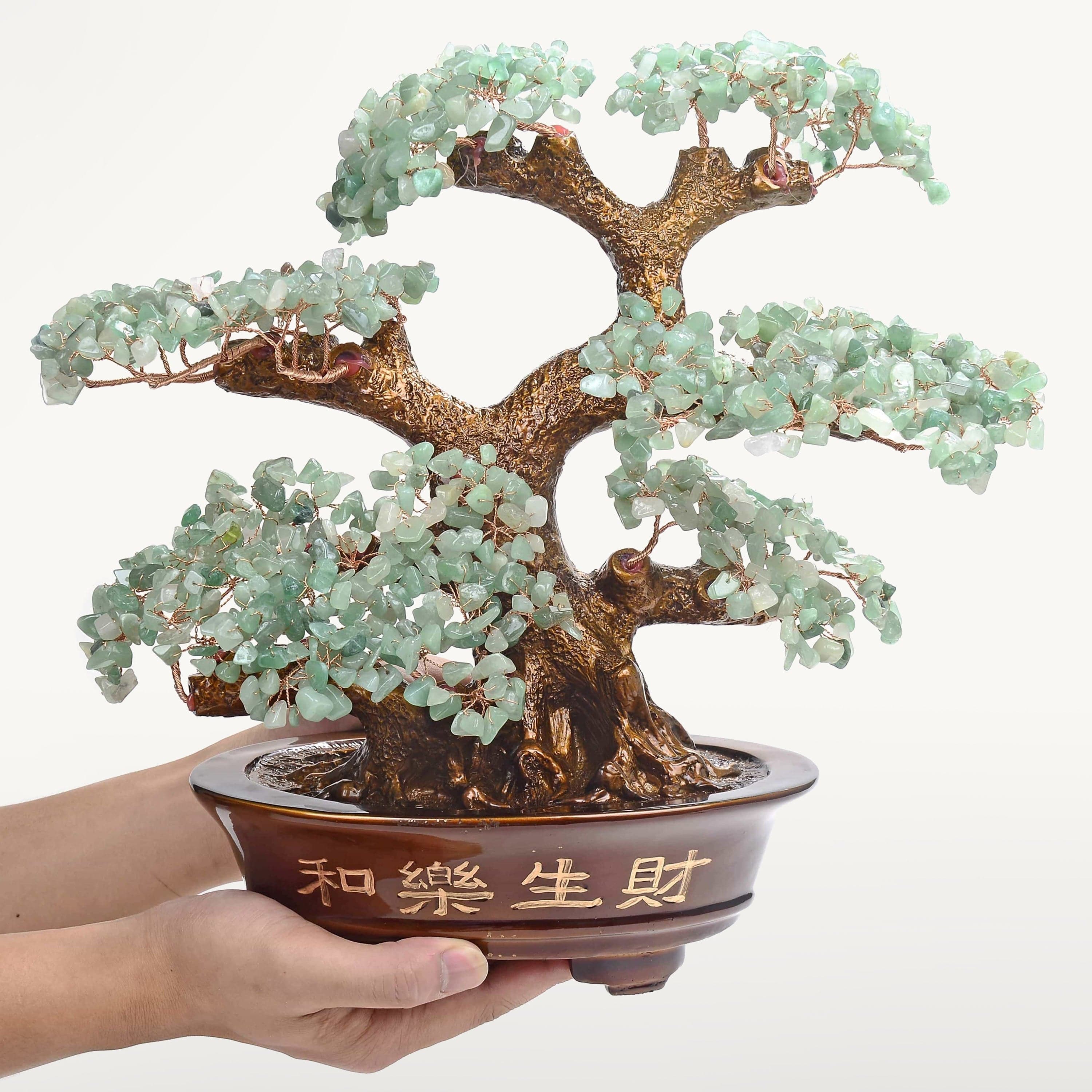 Kalifano Gemstone Trees Aventurine Bonsai Tree of Life with 1,251 Natural Gemstones K9151-AV