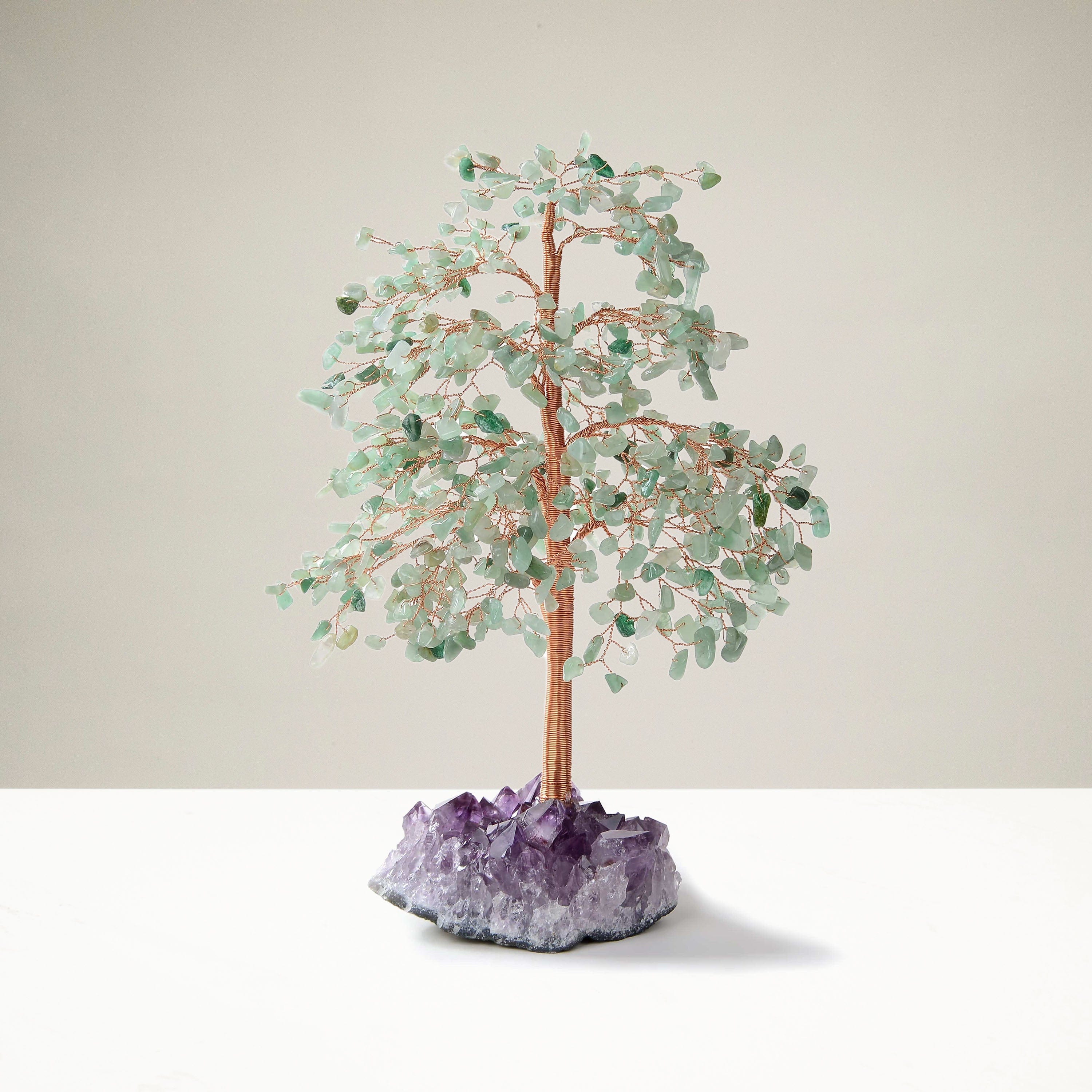 Kalifano Gemstone Trees Aventurine Tree of Life on Amethyst Geode Base with 728 Natural Gemstones K9365AG-AV