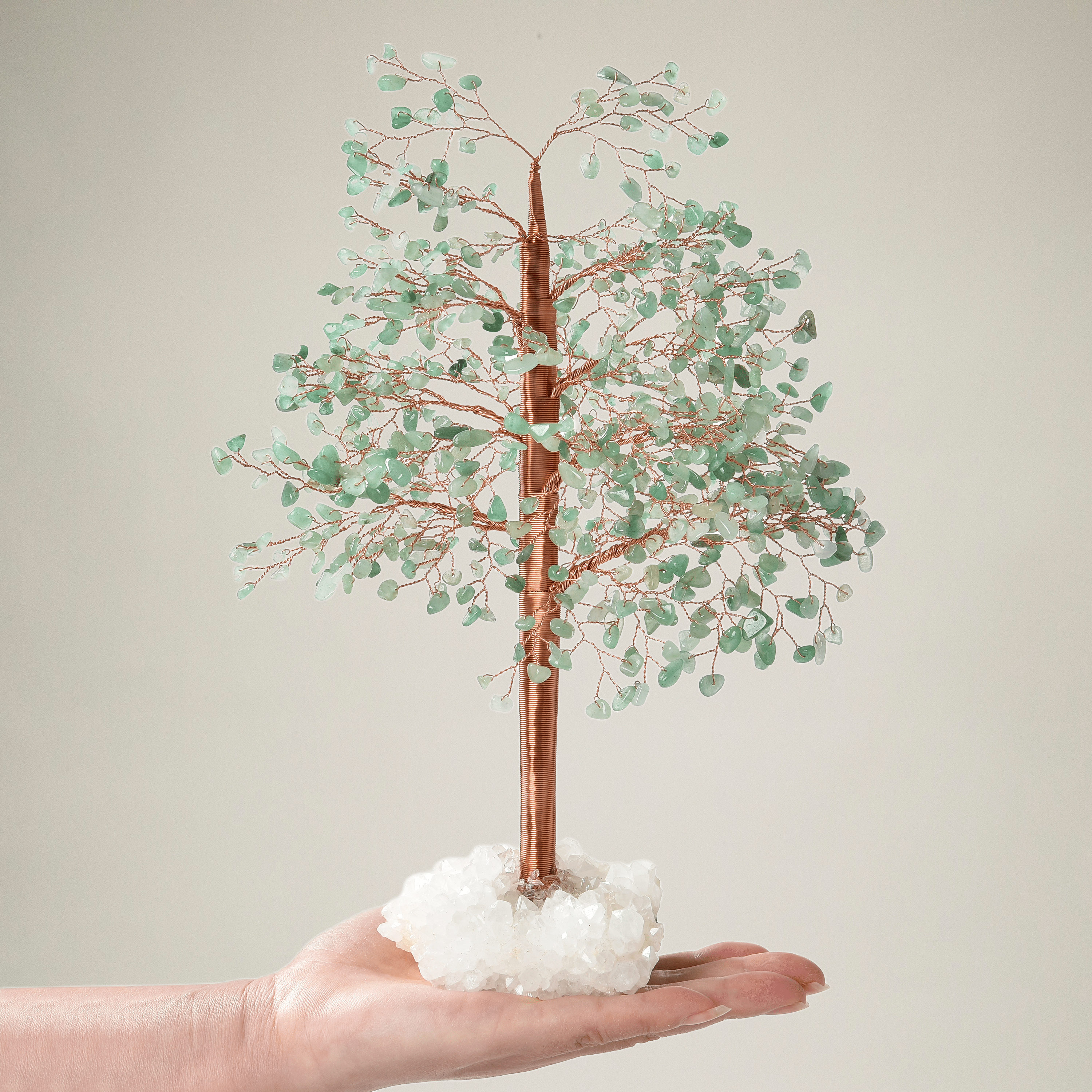 Kalifano Gemstone Trees Aventurine Tree of Life on Quartz Cluster Base K9270QZ-AV