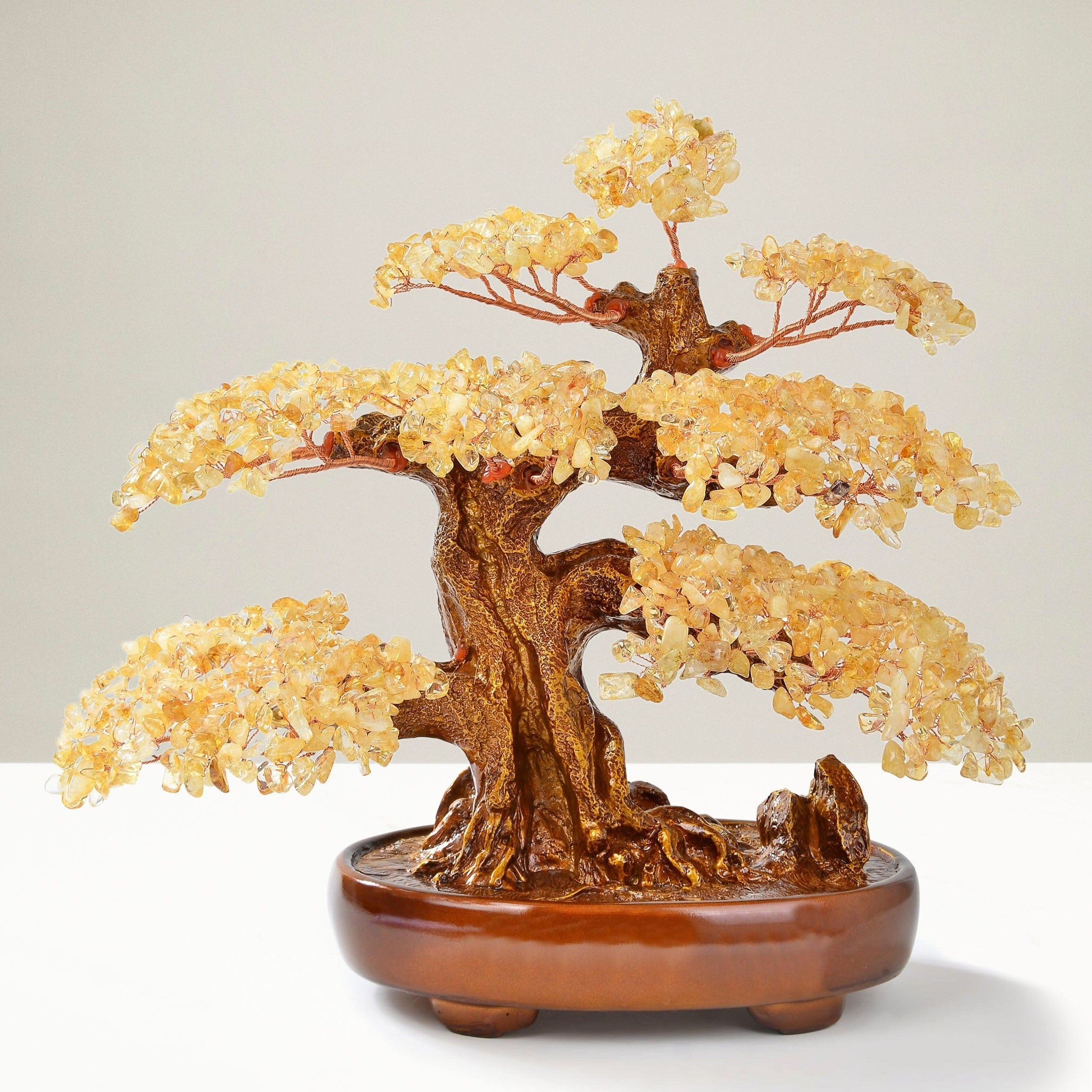 Kalifano Gemstone Trees Citrine Bonsai Tree of Life with 1,251 Natural Gemstones K9150N-CT