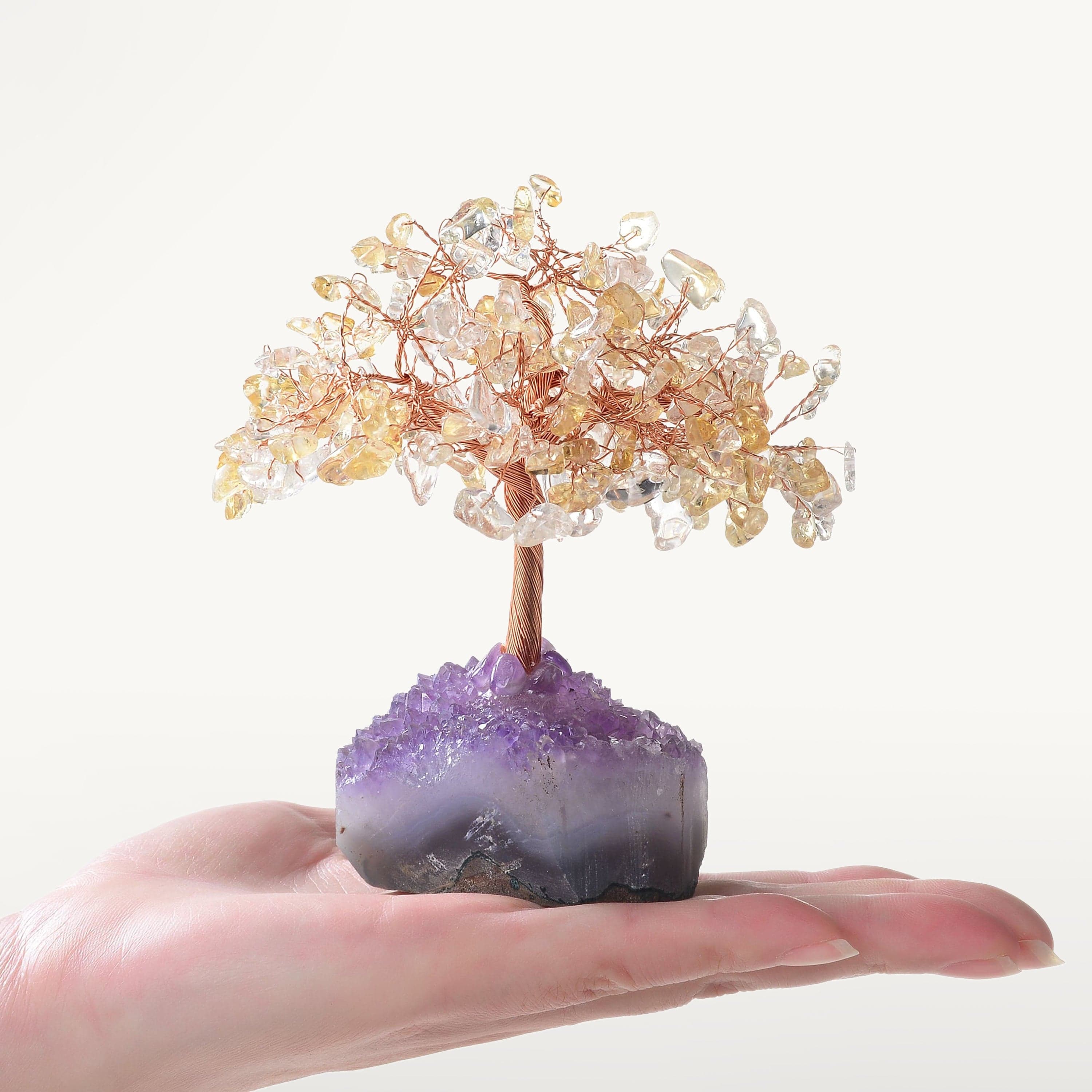 Kalifano Gemstone Trees Citrine Natural Gemstone Tree of Life with Amethyst Geode Base K946-CT