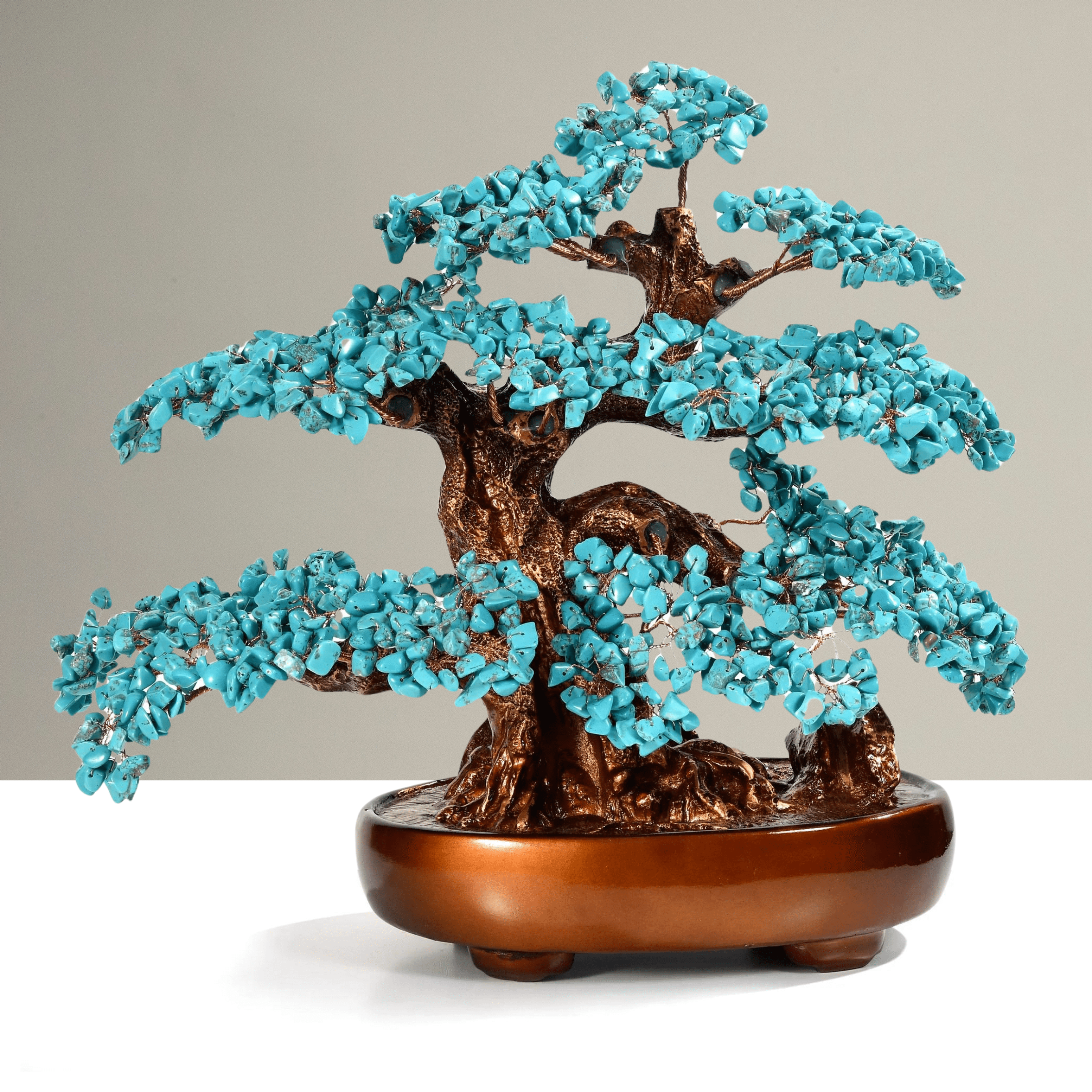 Kalifano Gemstone Trees Howlite Turquoise Bonsai Tree of Life with 1,251 Natural Gemstones K9150N-TQ
