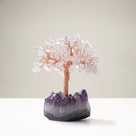 Opalite Moonstone Natural Gemstone Tree of Life with Amethyst Geode Base