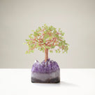 Peridot Natural Gemstone Tree of Life with Amethyst Geode Base