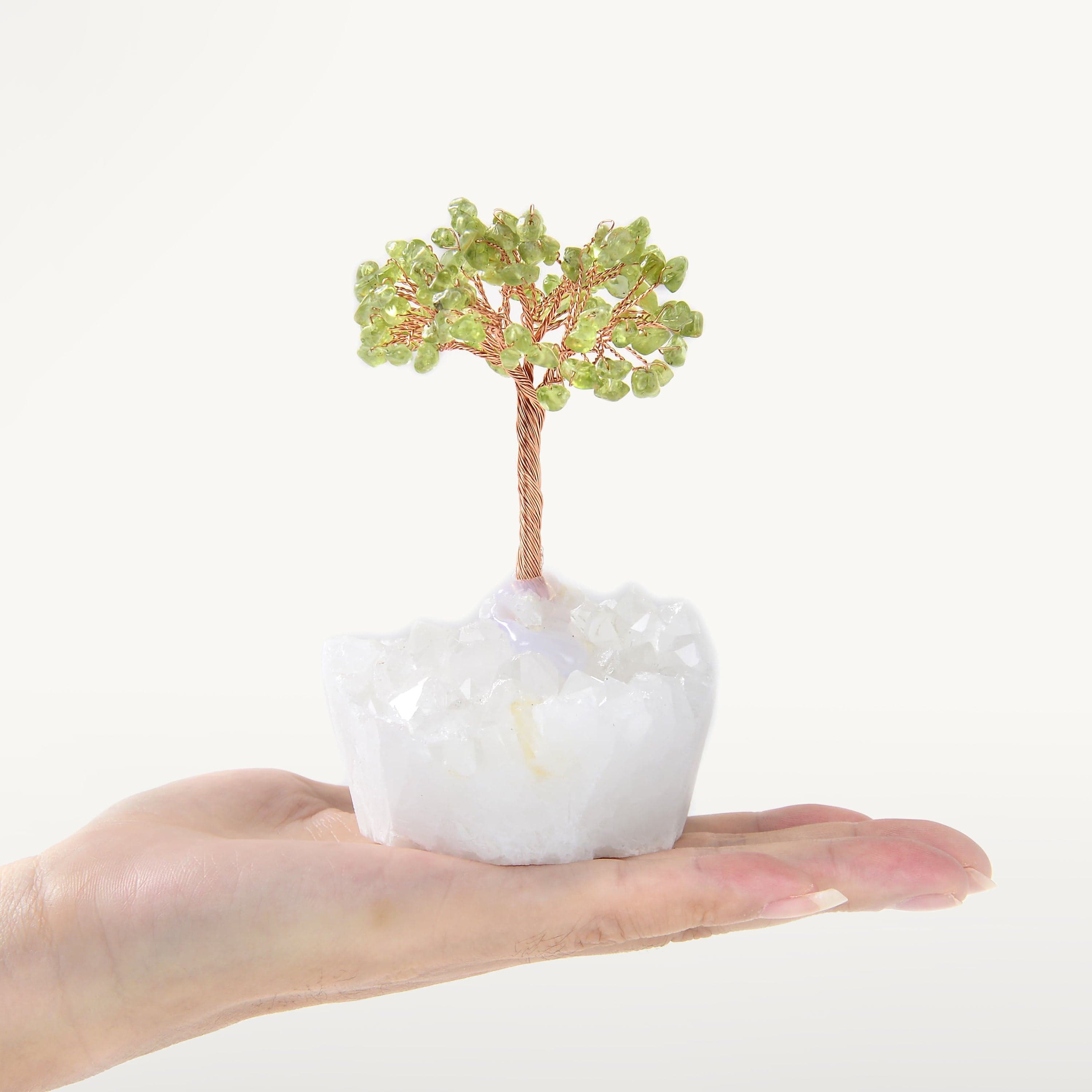 Kalifano Gemstone Trees Peridot Natural Gemstone Tree of Life with Quartz Base K922Q-PR