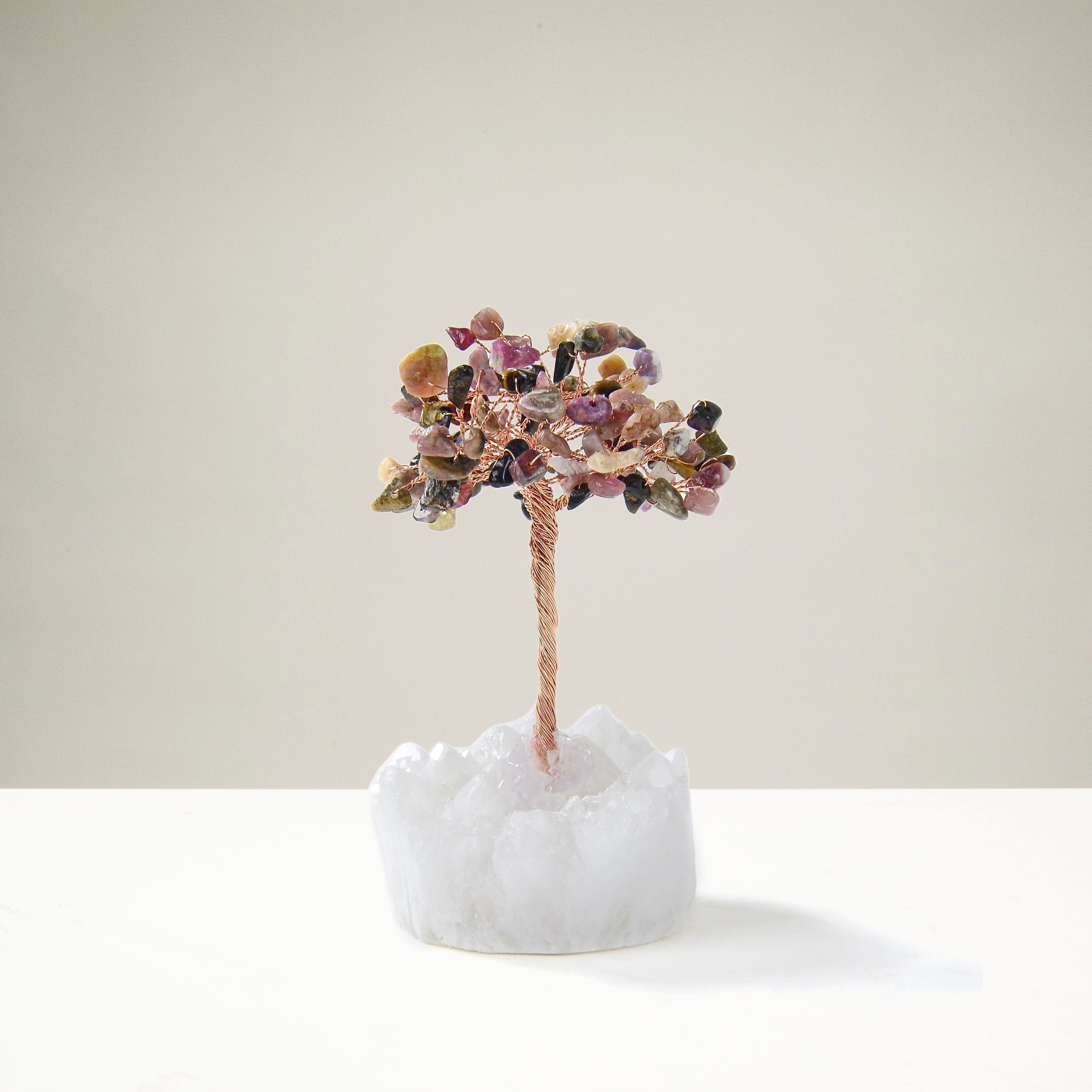 Kalifano Gemstone Trees Tourmaline Natural Gemstone Tree of Life with Quartz Base K922Q-TR