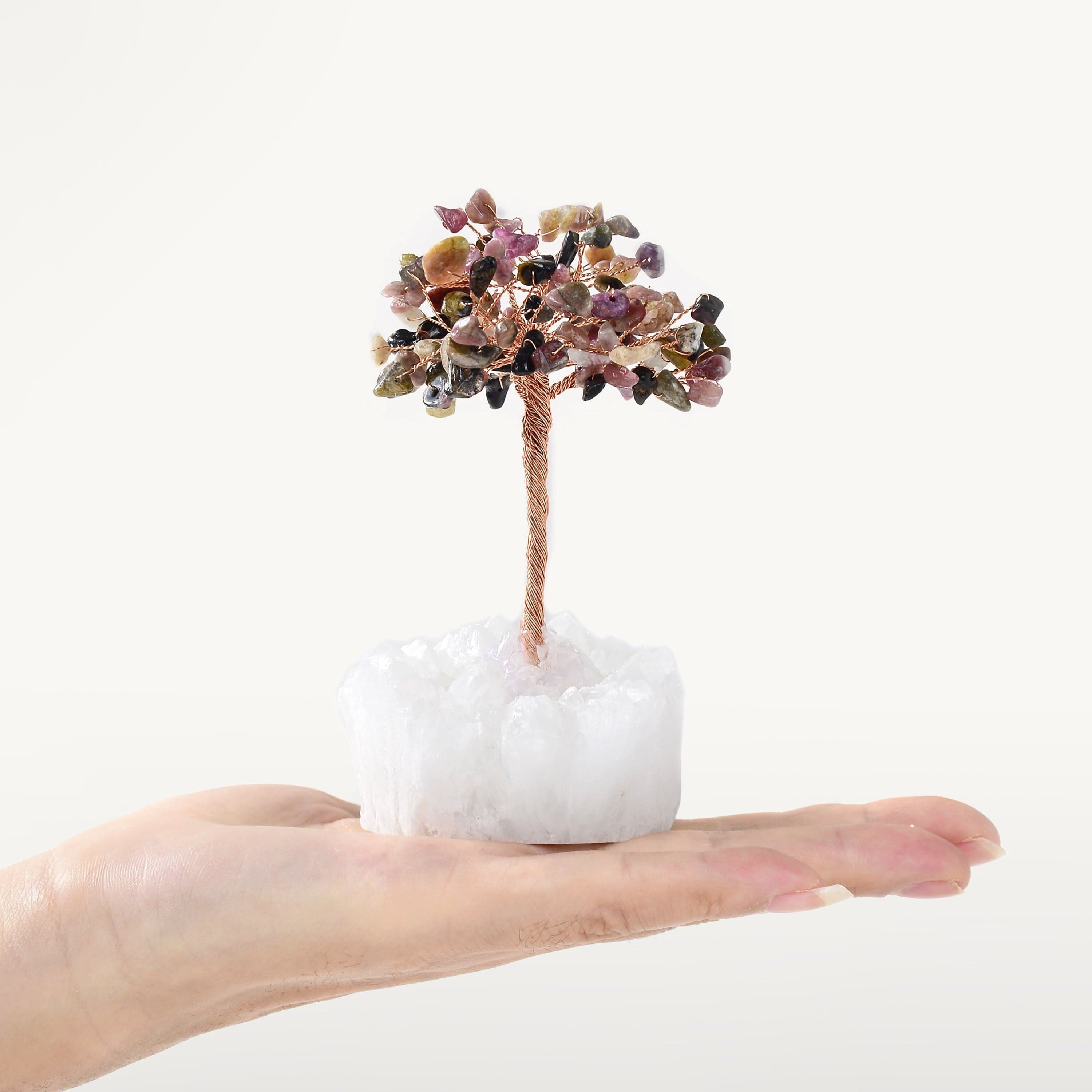 Kalifano Gemstone Trees Tourmaline Natural Gemstone Tree of Life with Quartz Base K922Q-TR