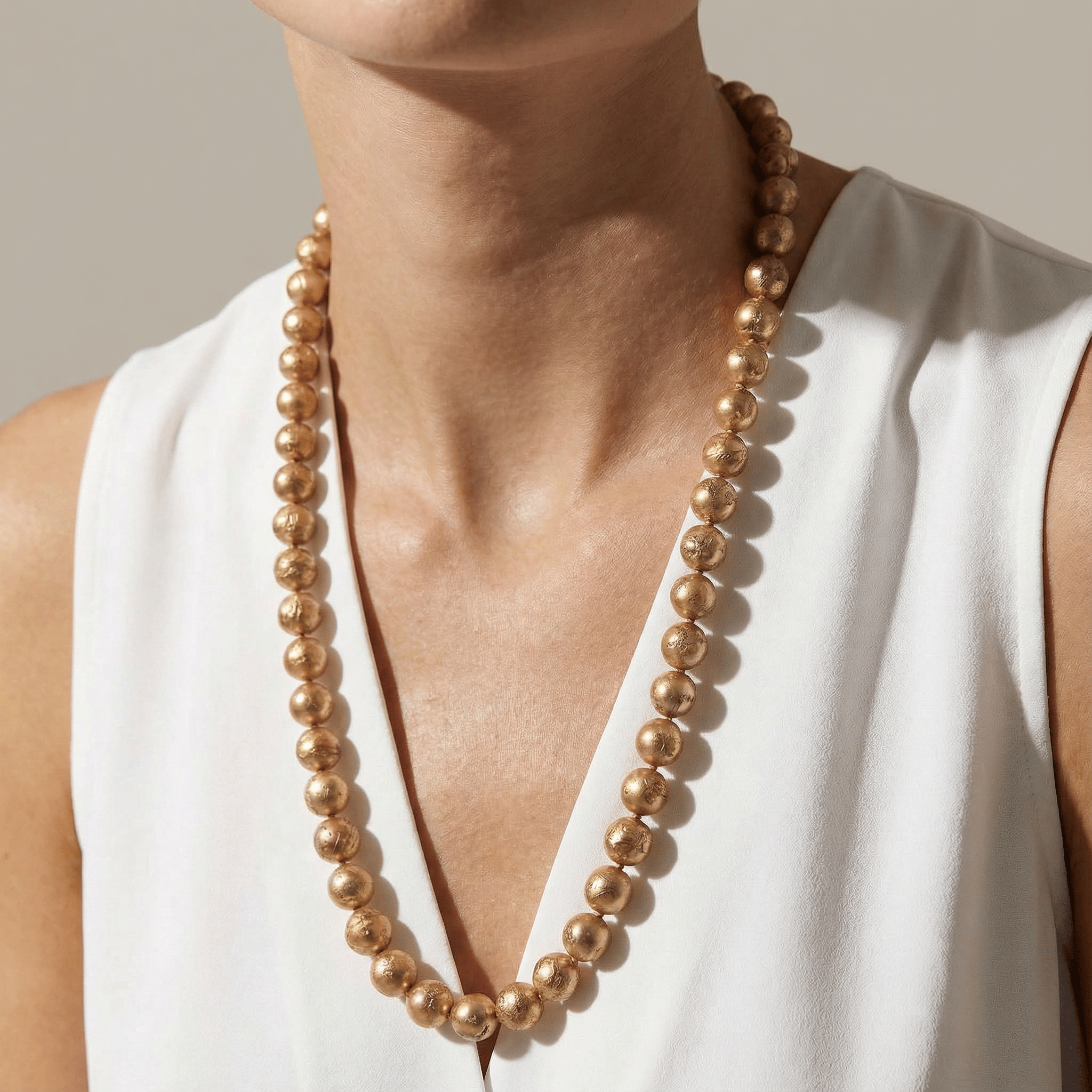 Kalifano Jewelry 32" Champagne Baroque Pearl Necklace PNB-12-17-01