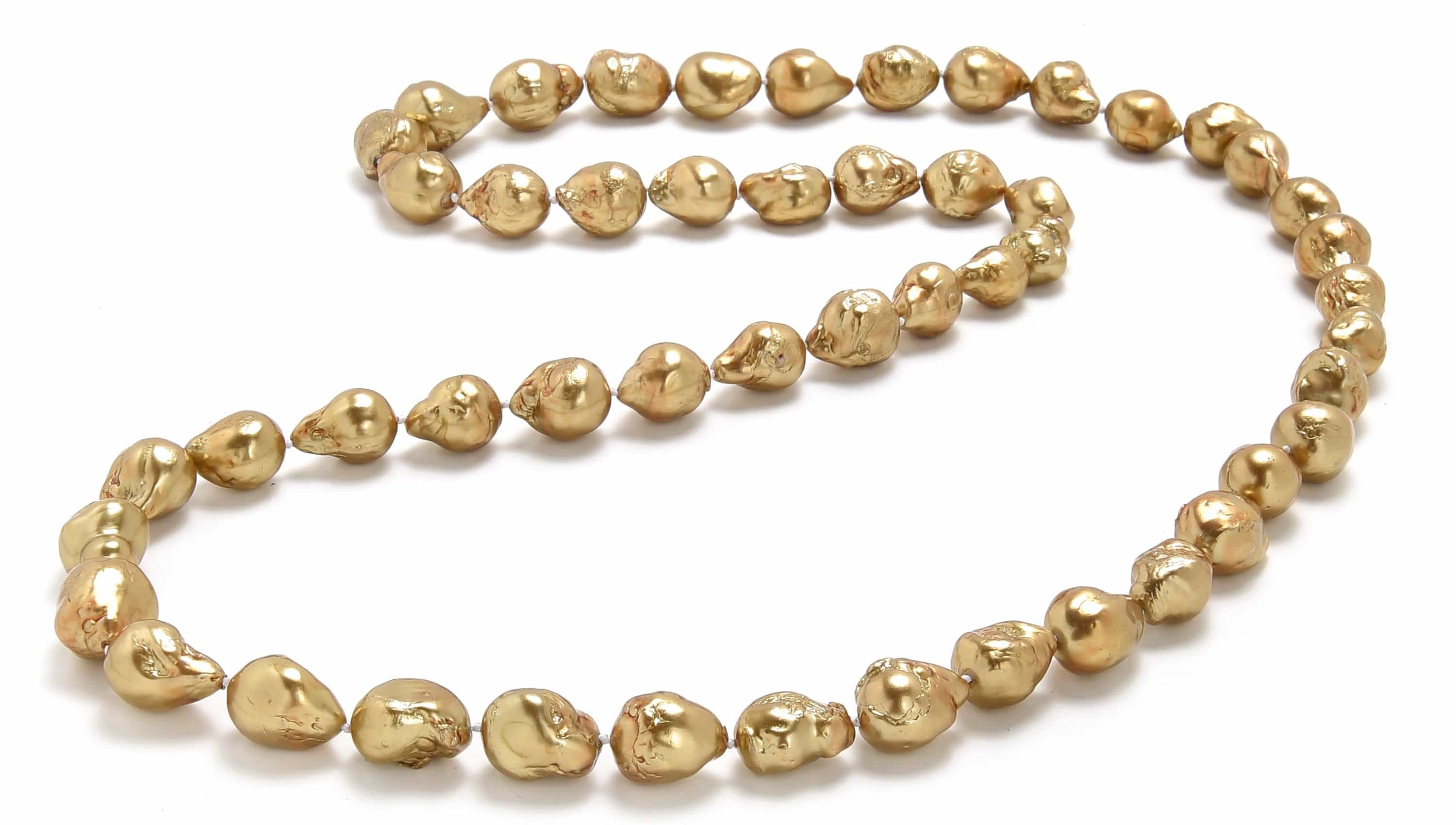 Kalifano Jewelry 32" Gold Baroque Pearl Necklace PNB-12-17-10