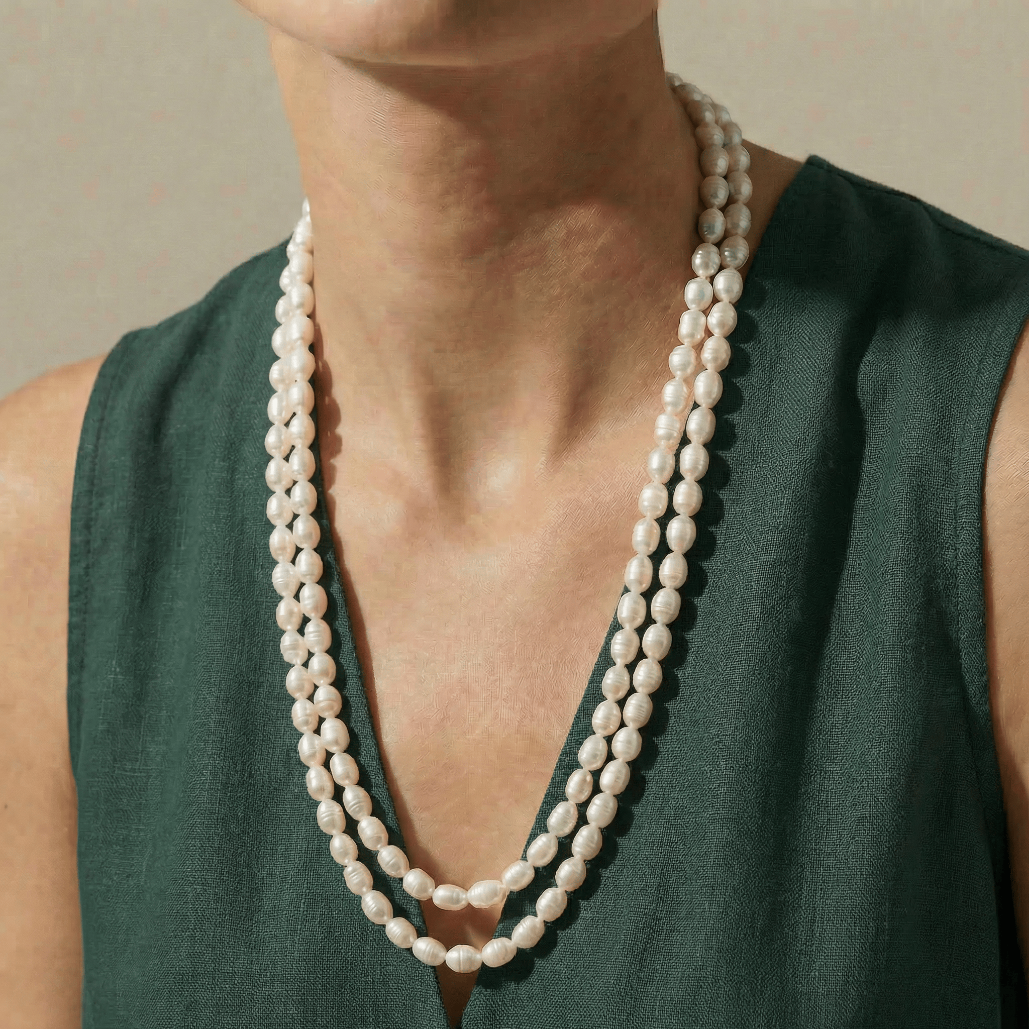 Kalifano Jewelry 54" Genuine Cultured Freshwater 8-10 mm Necklace PLAT-NGP