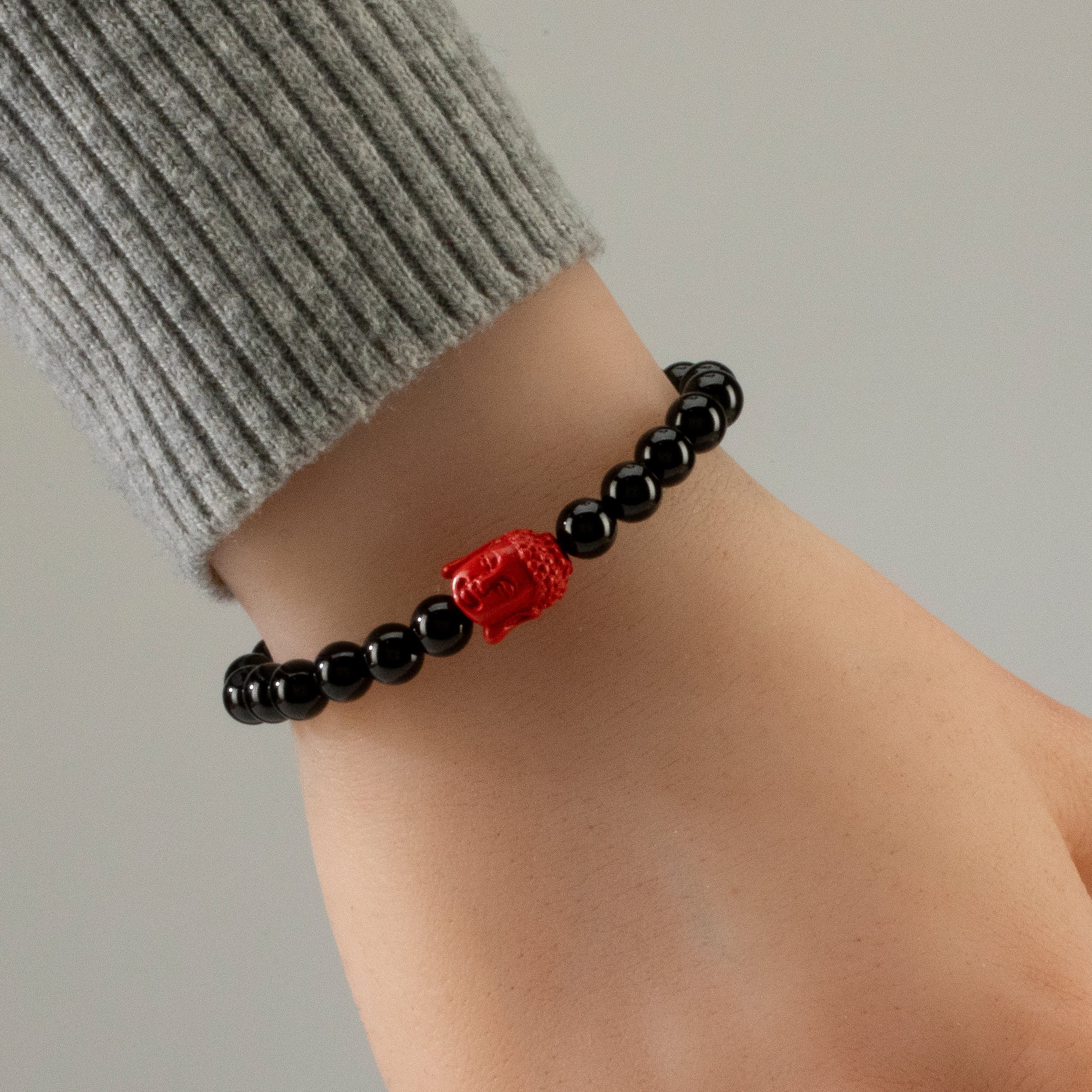 KALIFANO Jewelry Black Agate & Cinnabar Bracelet