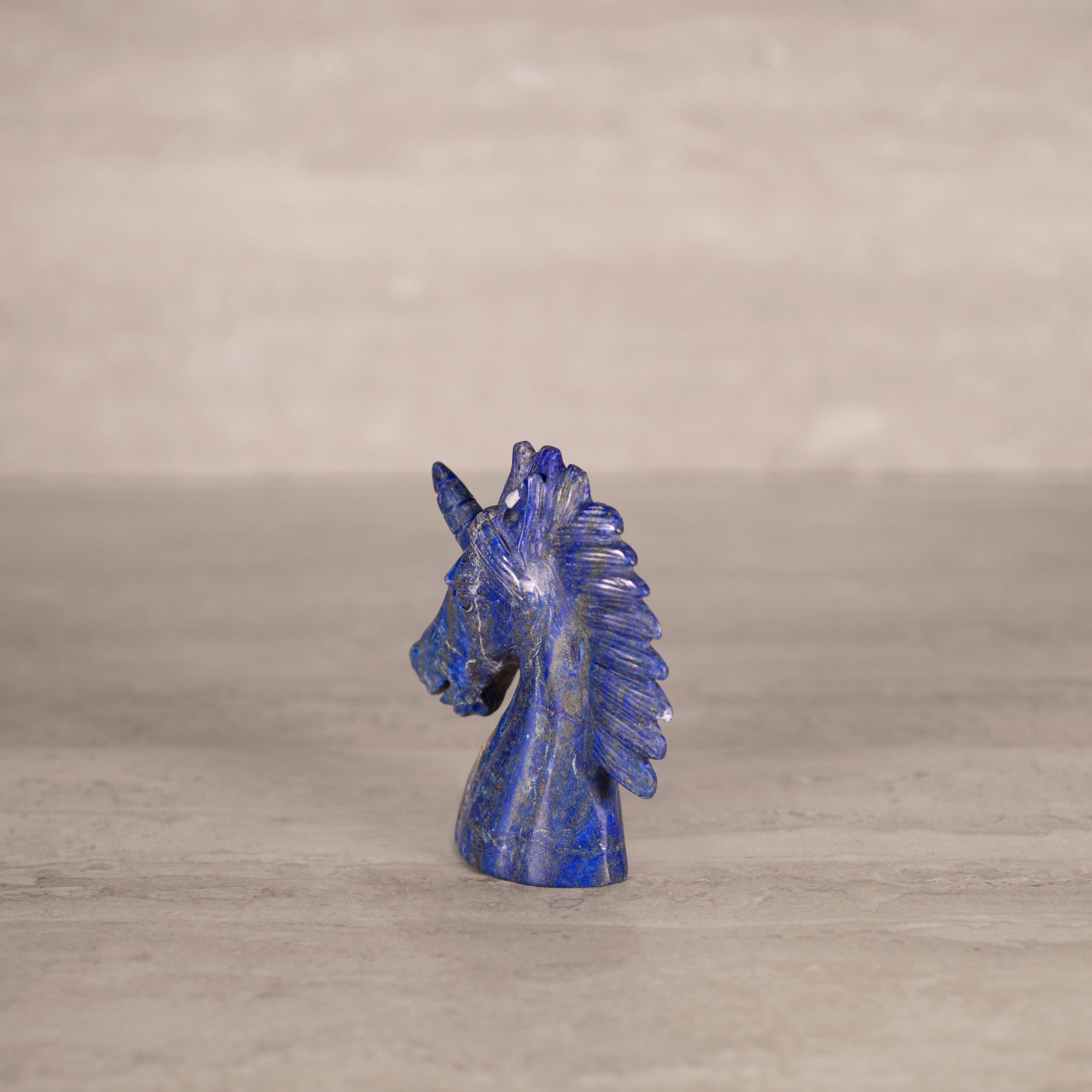 Kalifano Lapis Natural Brazilian Lapis Horse Carving - 4.25" / 276 g LP1400.008