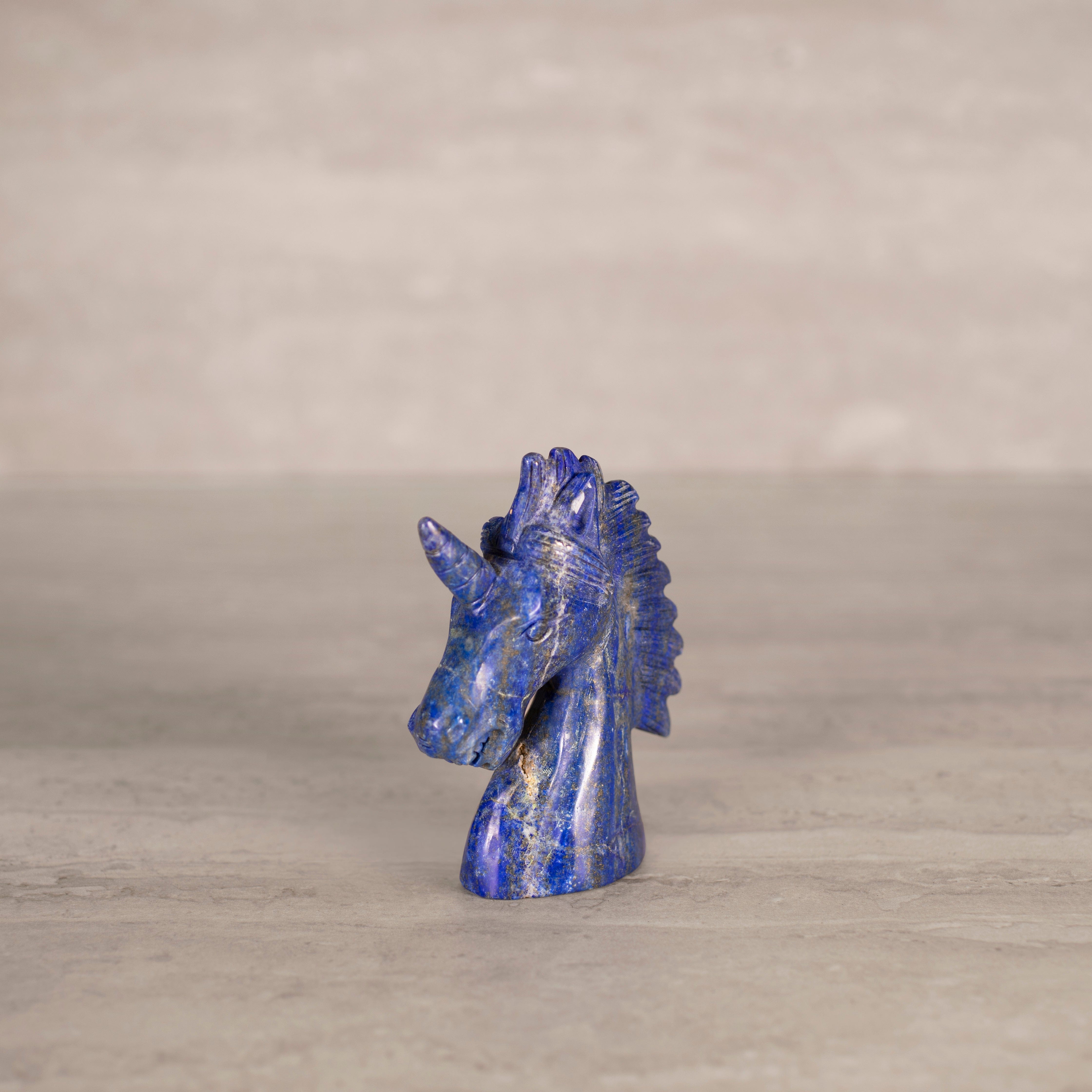 Kalifano Lapis Natural Brazilian Lapis Horse Carving - 4.25" / 276 g LP1400.008
