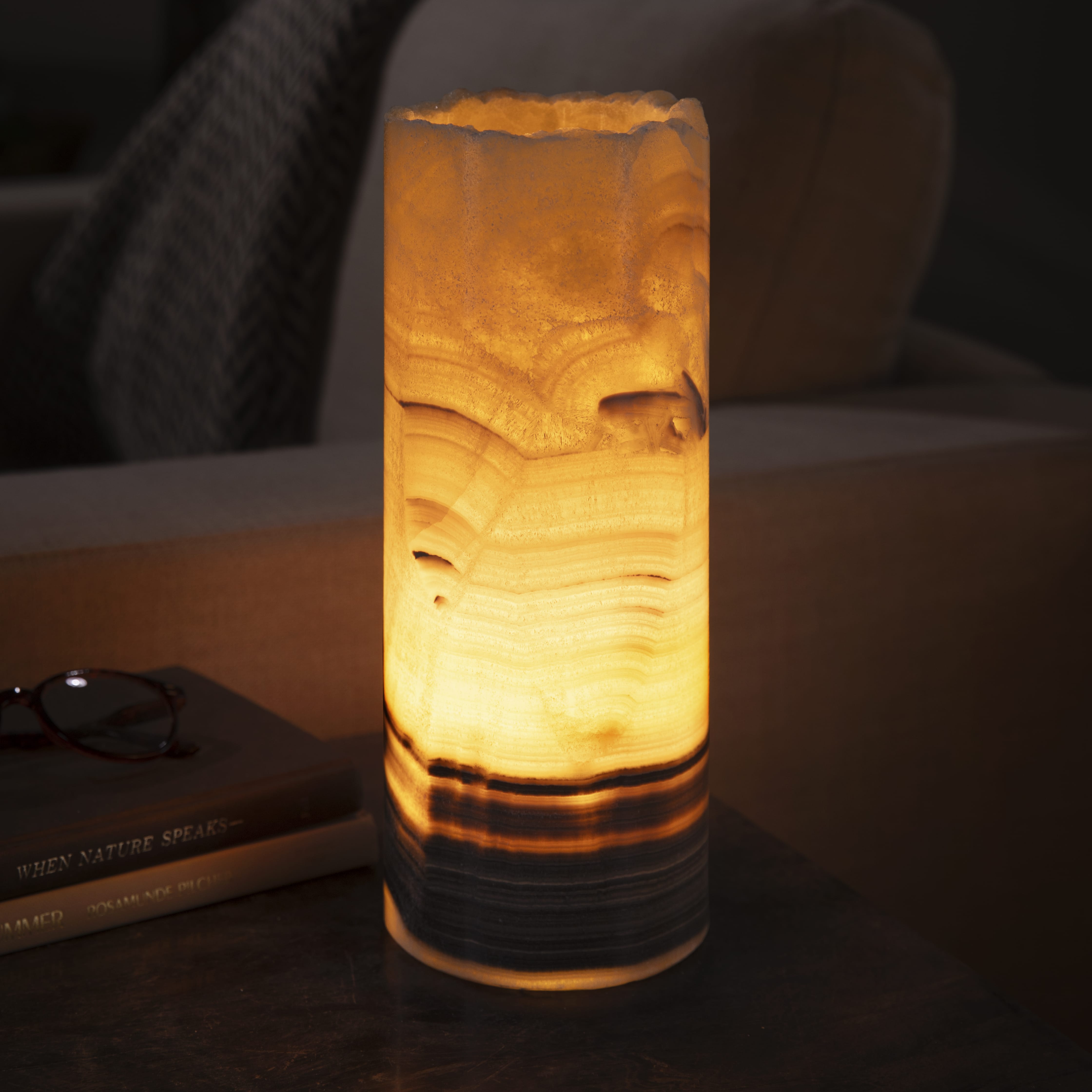 Kalifano Light Towers Onyx Cylinder Light Tower from Mexico - 12" LTCL3010.005