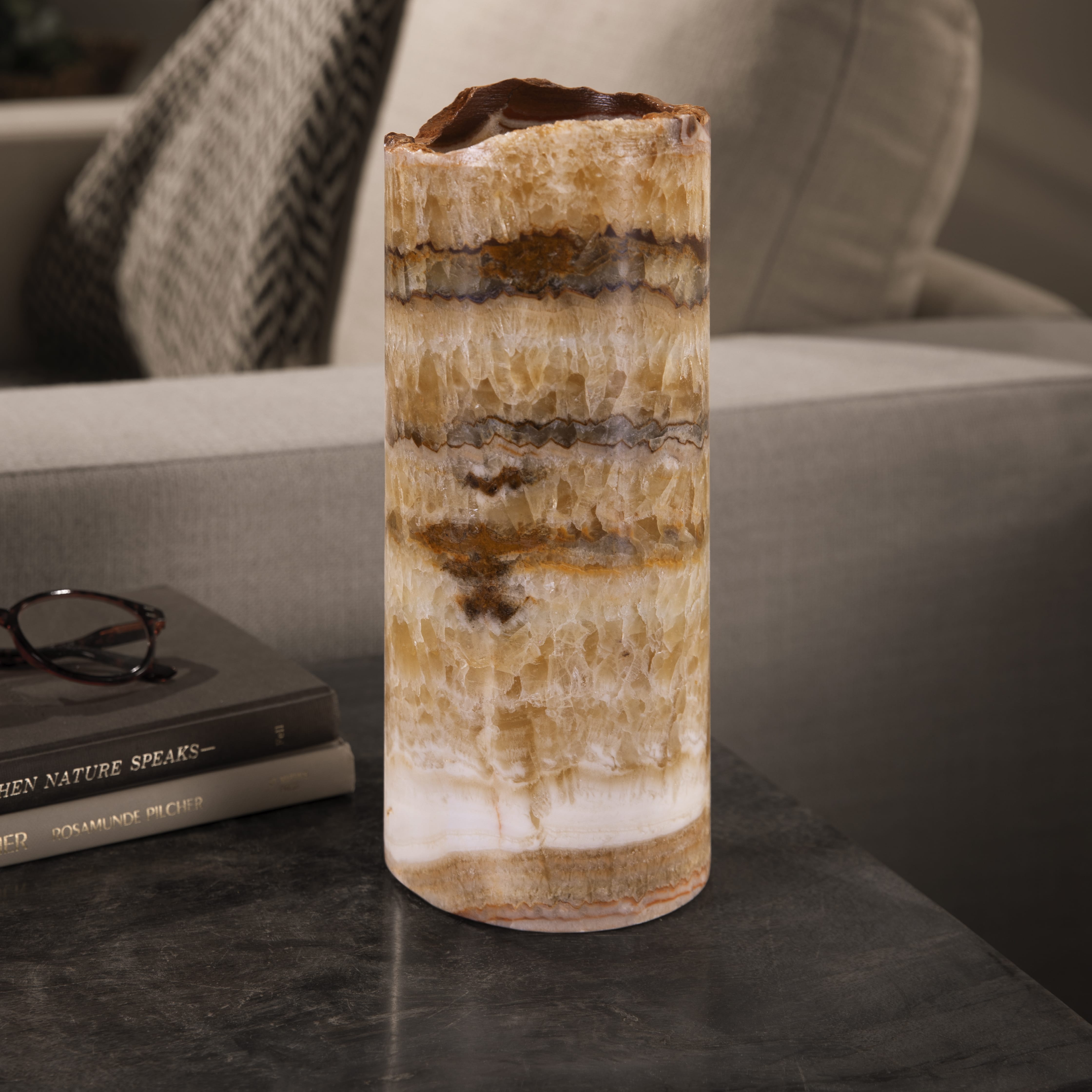 Kalifano Light Towers Onyx Cylinder Light Tower from Mexico - 12" LTCL3010.006