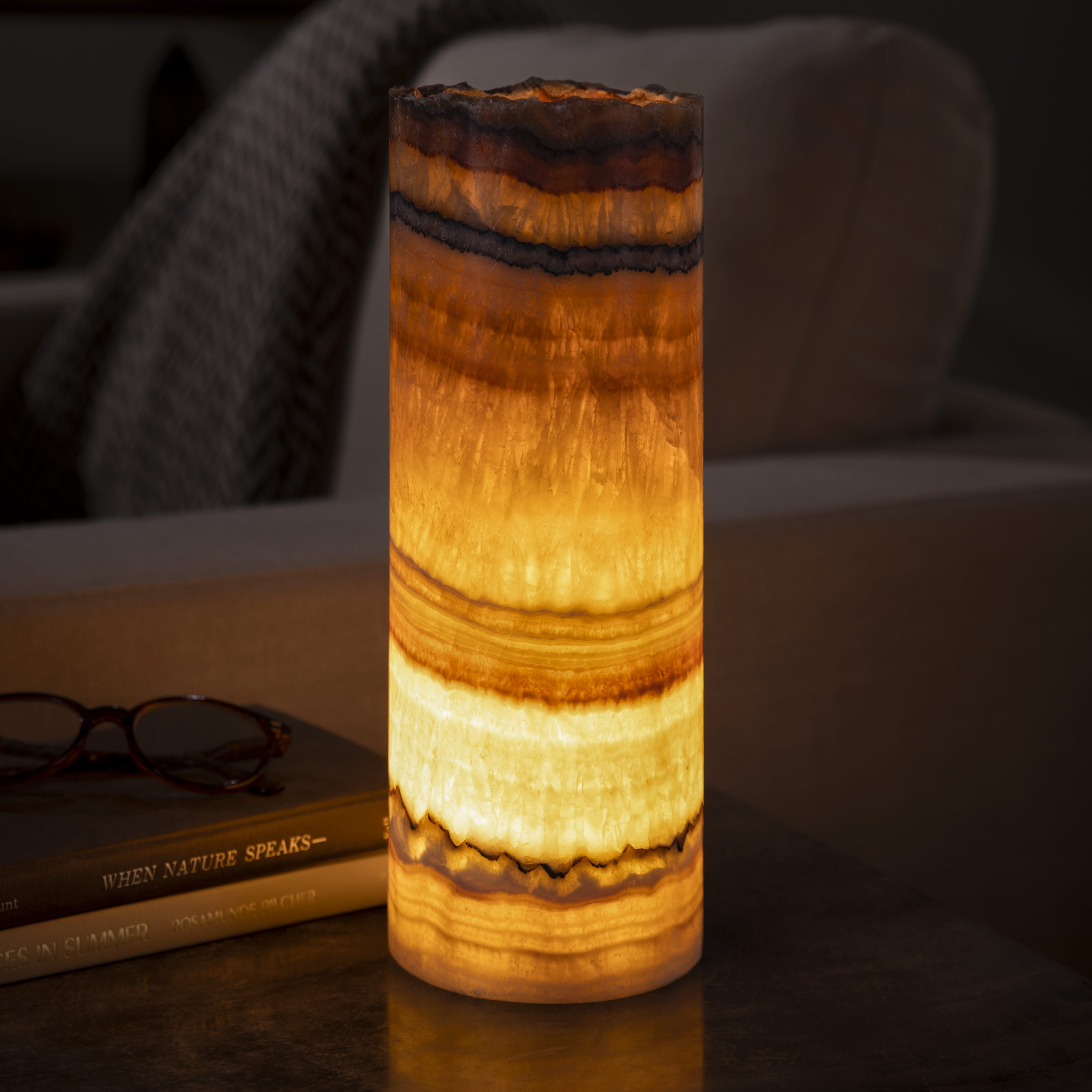 Kalifano Light Towers Onyx Cylinder Light Tower from Mexico - 12" LTCL3010.007