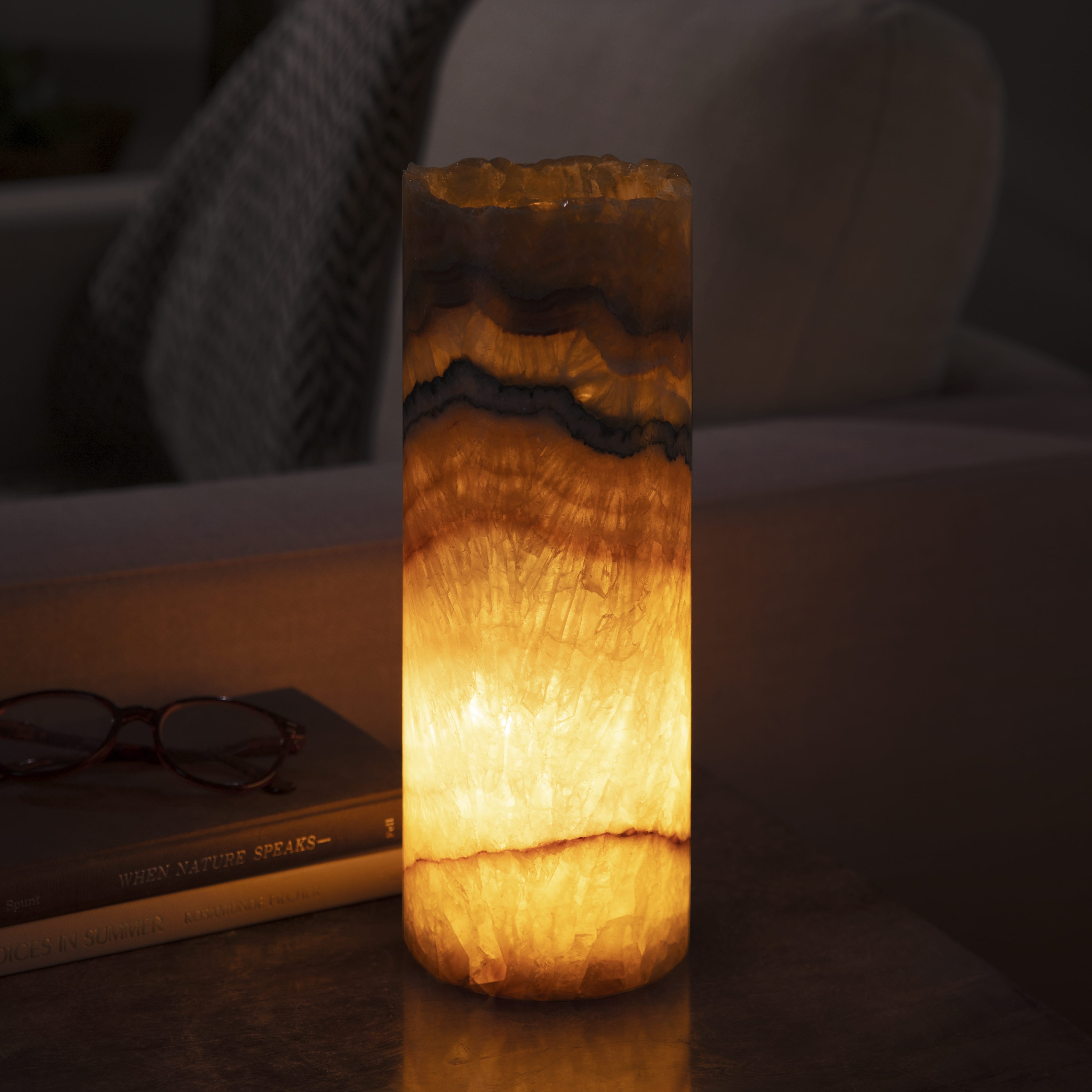 Kalifano Light Towers Onyx Cylinder Light Tower from Mexico - 12" LTCL3010.009