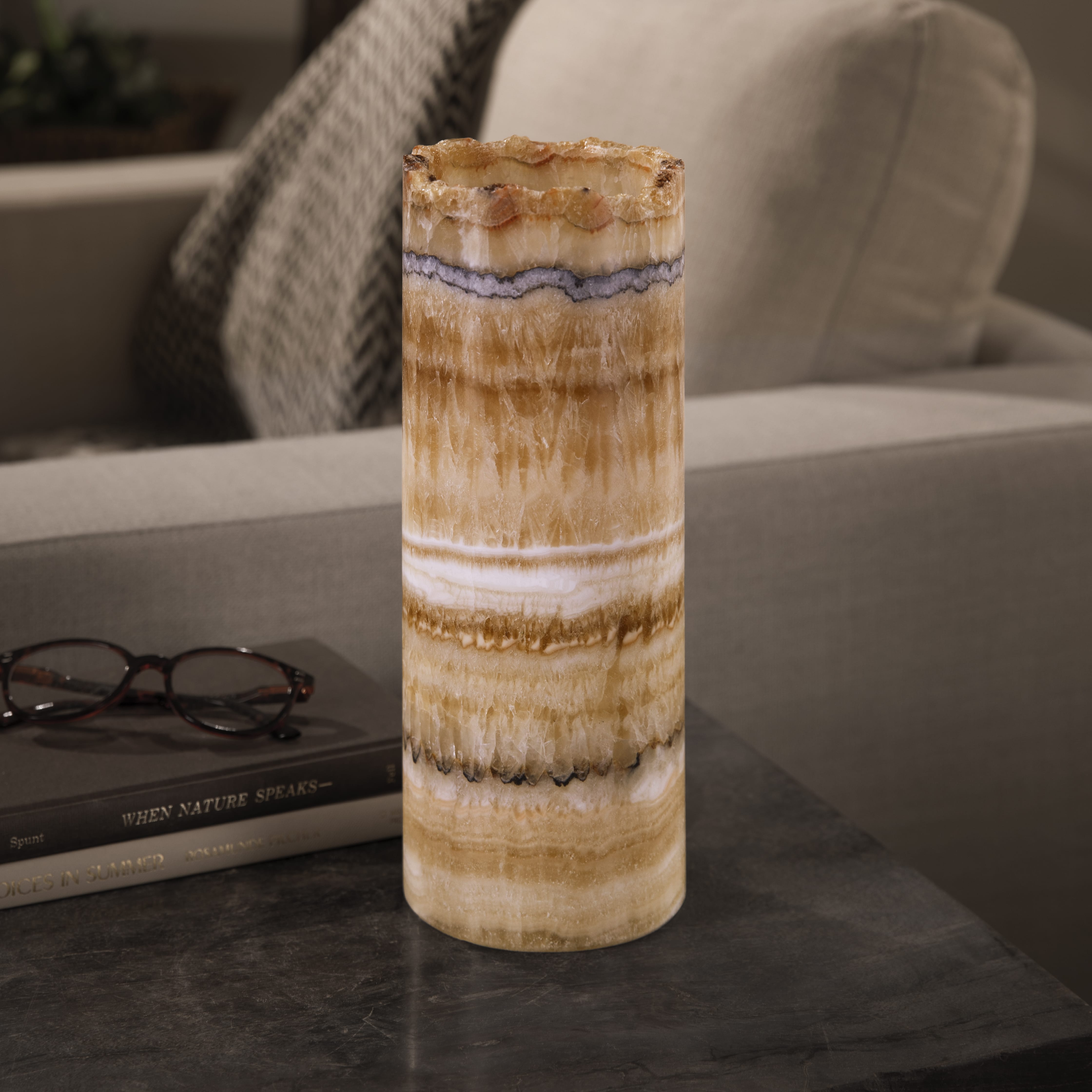 Kalifano Light Towers Onyx Cylinder Light Tower from Mexico - 12" LTCL3010.010