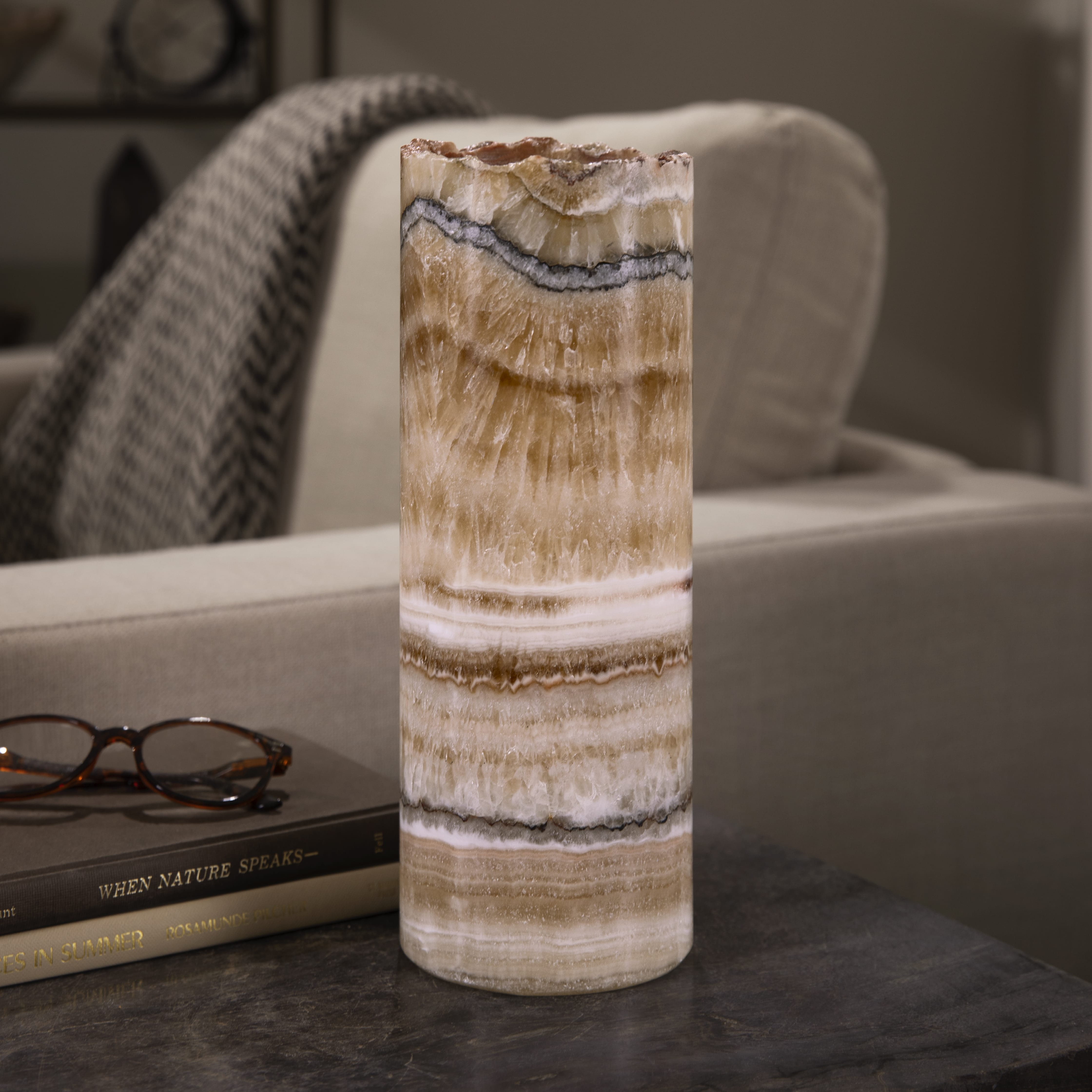 Kalifano Light Towers Onyx Cylinder Light Tower from Mexico - 12" LTCL3010.012