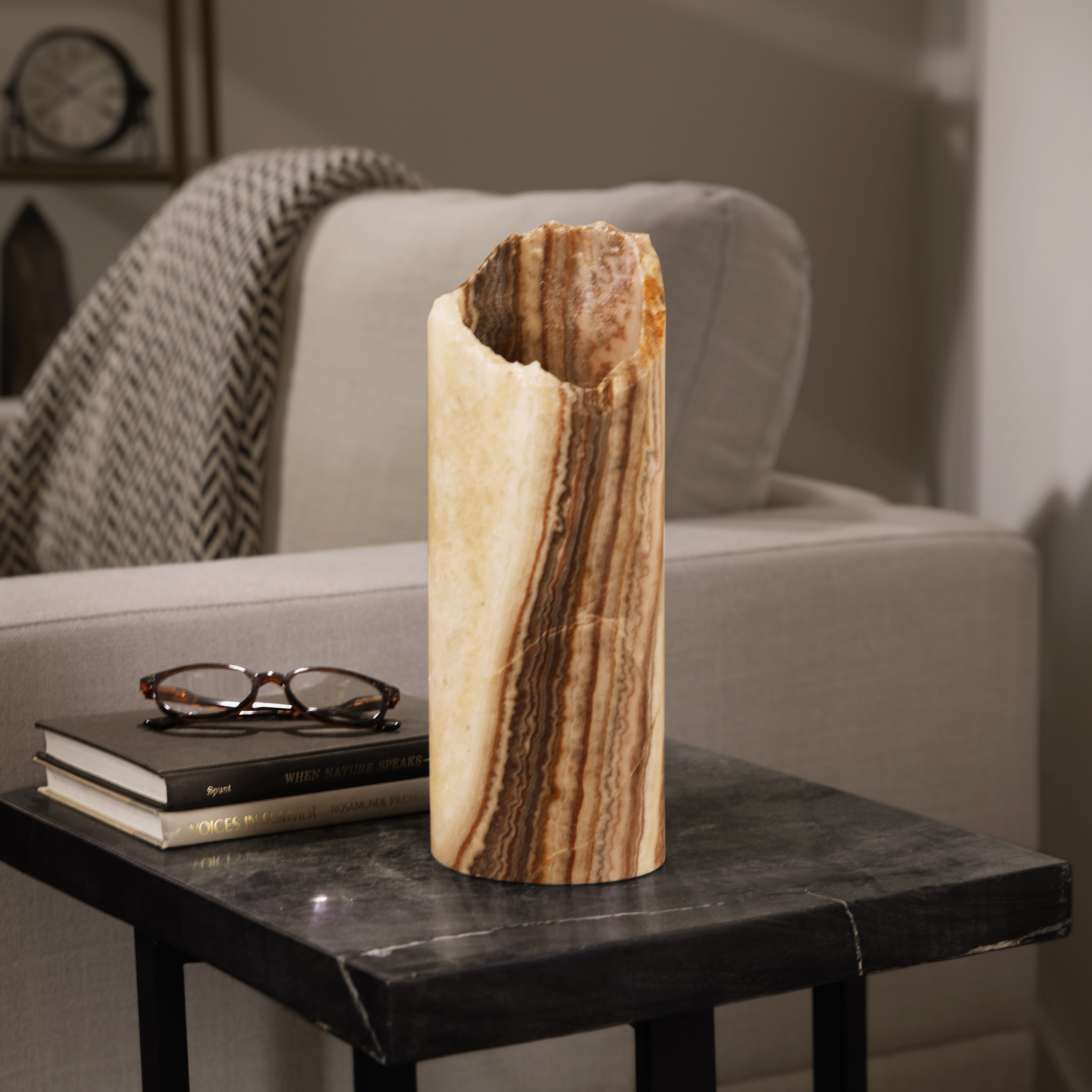 Kalifano Light Towers Onyx Cylinder Light Tower from Mexico - 12" LTCL3010.013