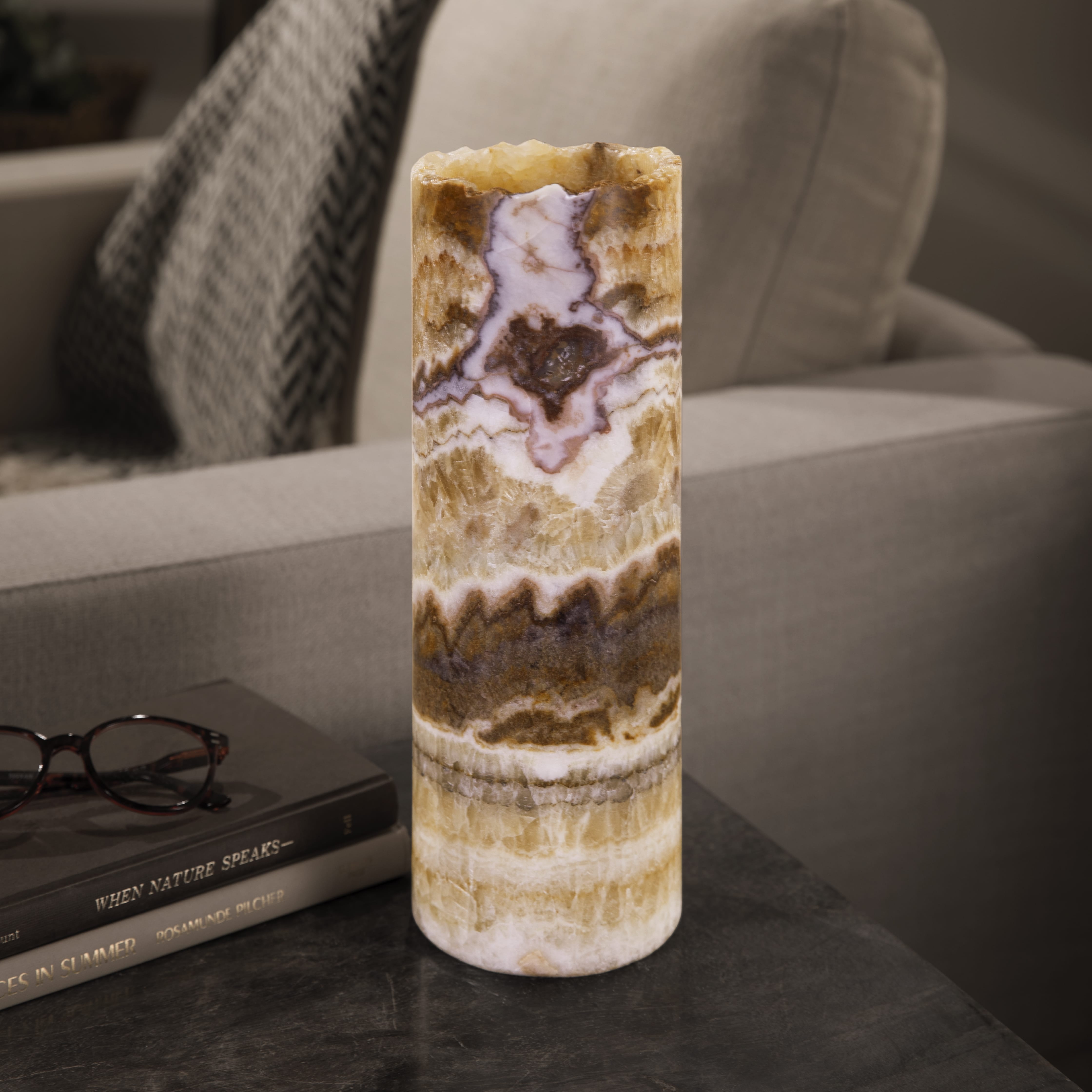 Kalifano Light Towers Onyx Cylinder Light Tower from Mexico - 12" LTCL3010.015
