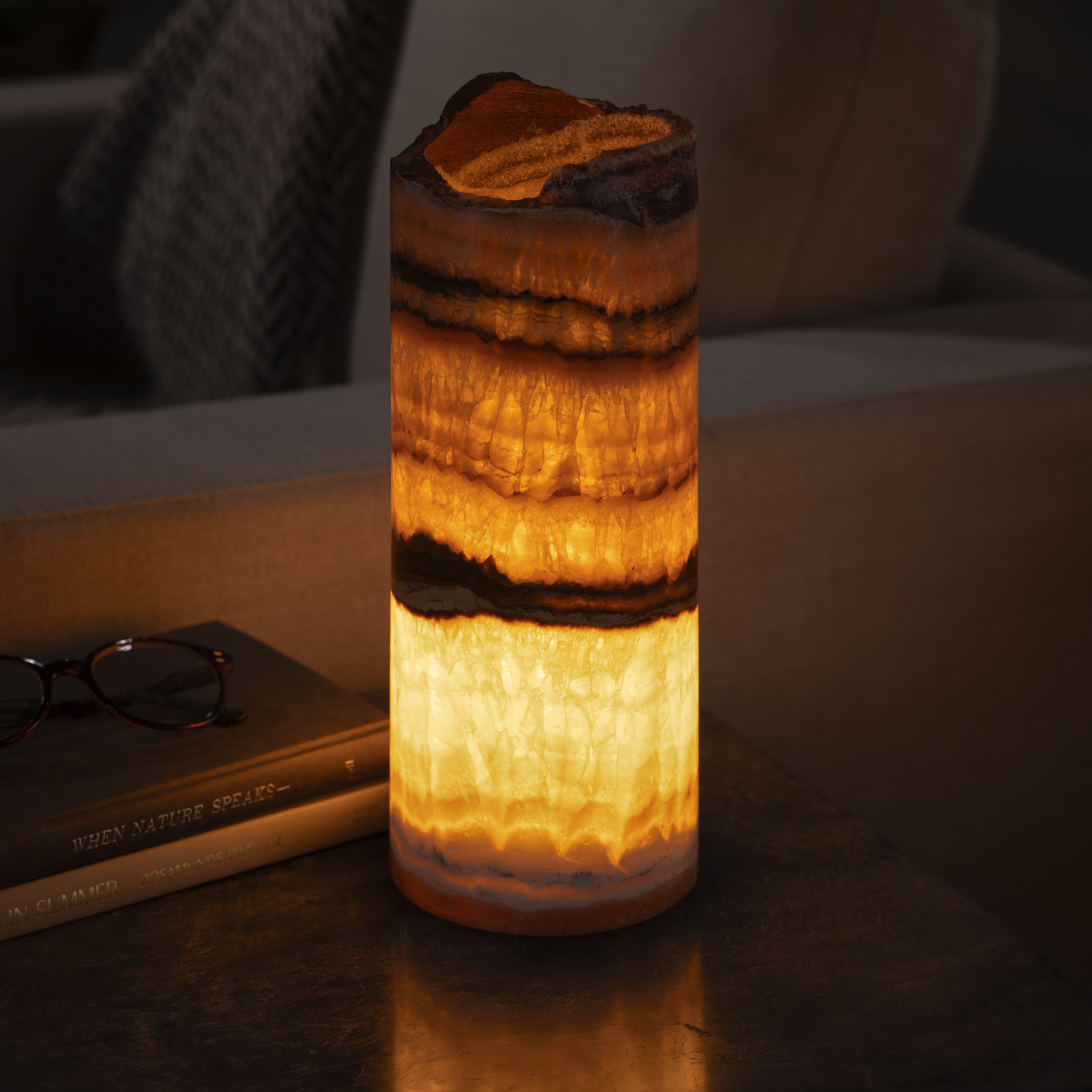 Kalifano Light Towers Onyx Cylinder Light Tower from Mexico - 12" LTCL3010.016