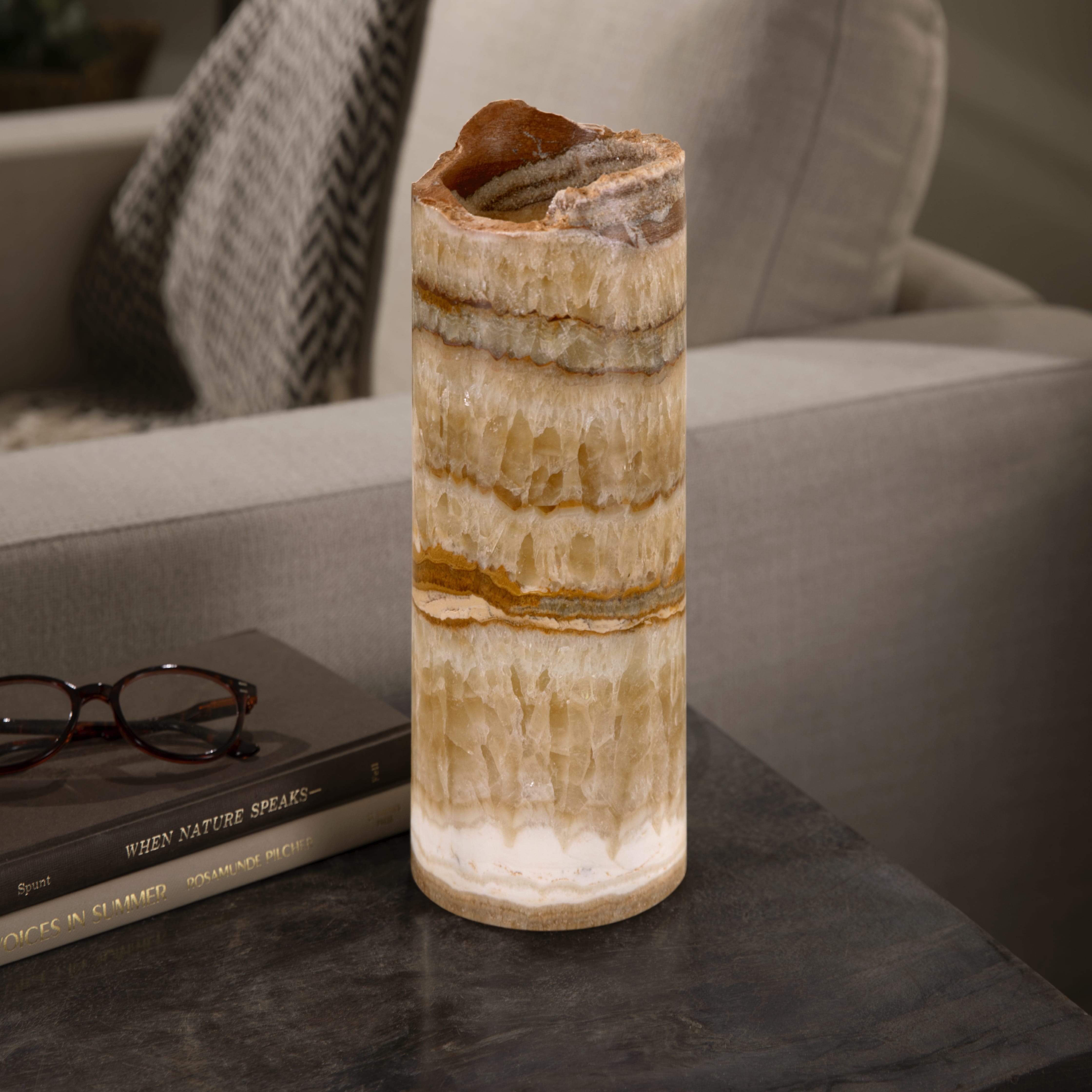 Kalifano Light Towers Onyx Cylinder Light Tower from Mexico - 12" LTCL3010.016