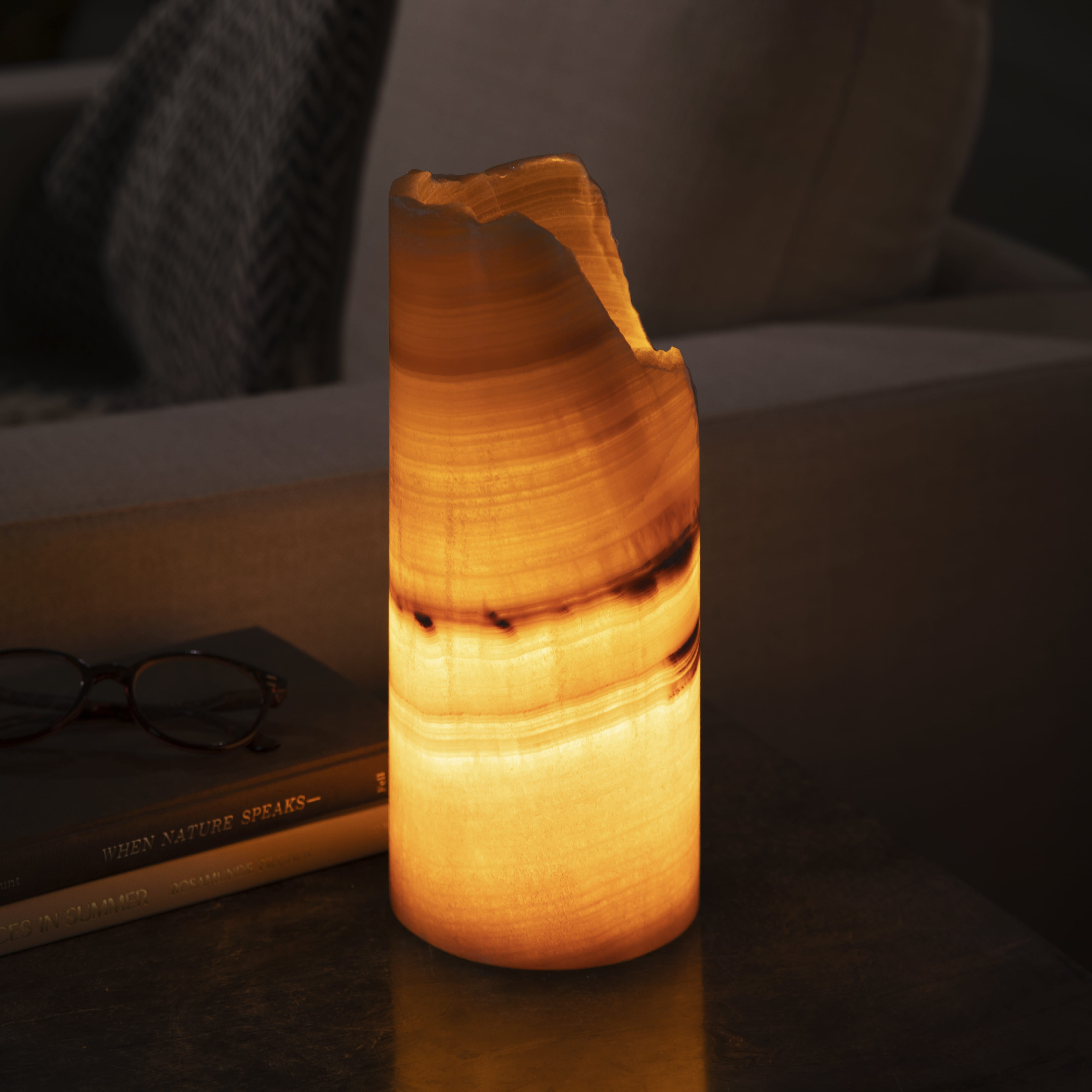 Kalifano Light Towers Onyx Cylinder Light Tower from Mexico - 12" LTCL3010.017