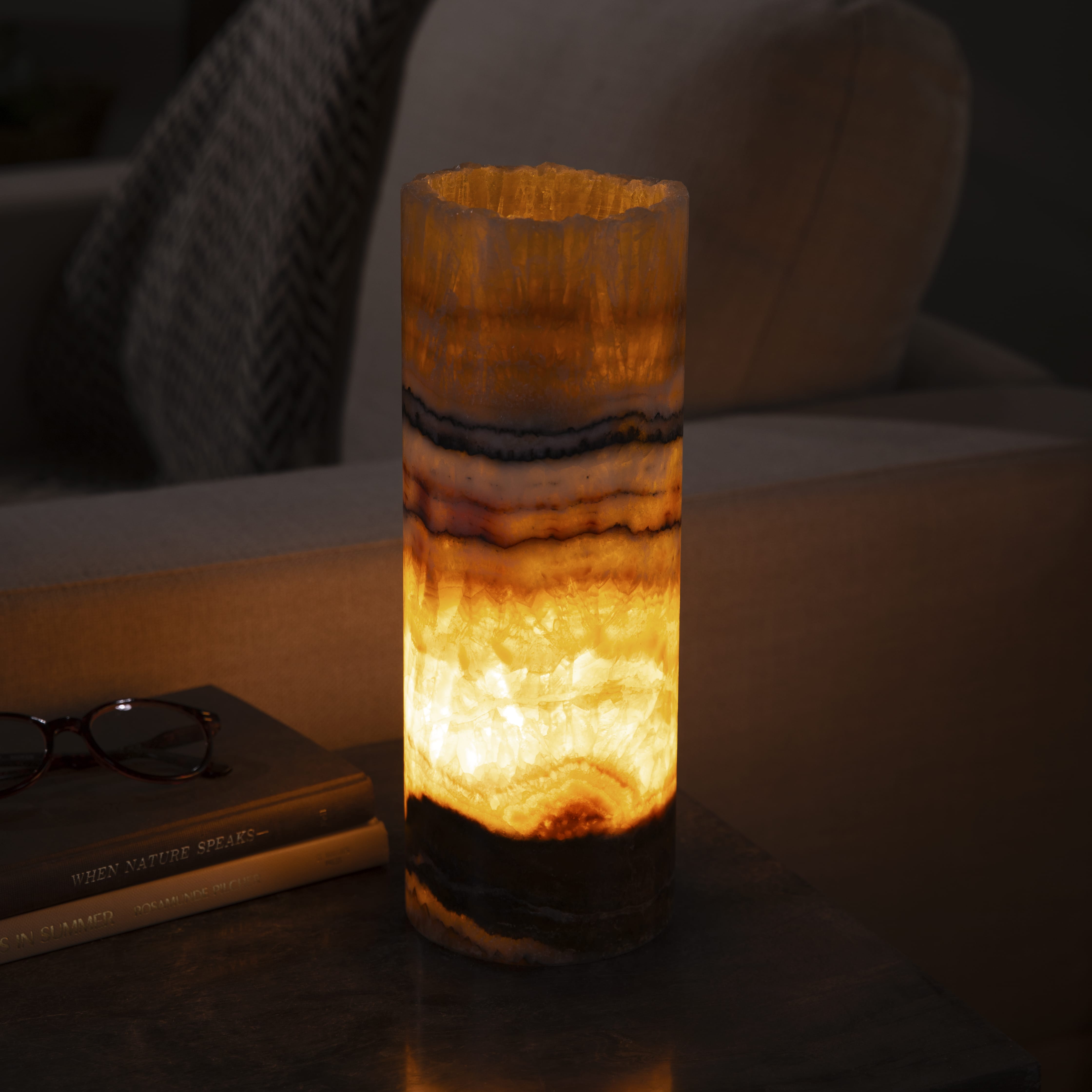 Kalifano Light Towers Onyx Cylinder Light Tower from Mexico - 12" LTCL3010.018