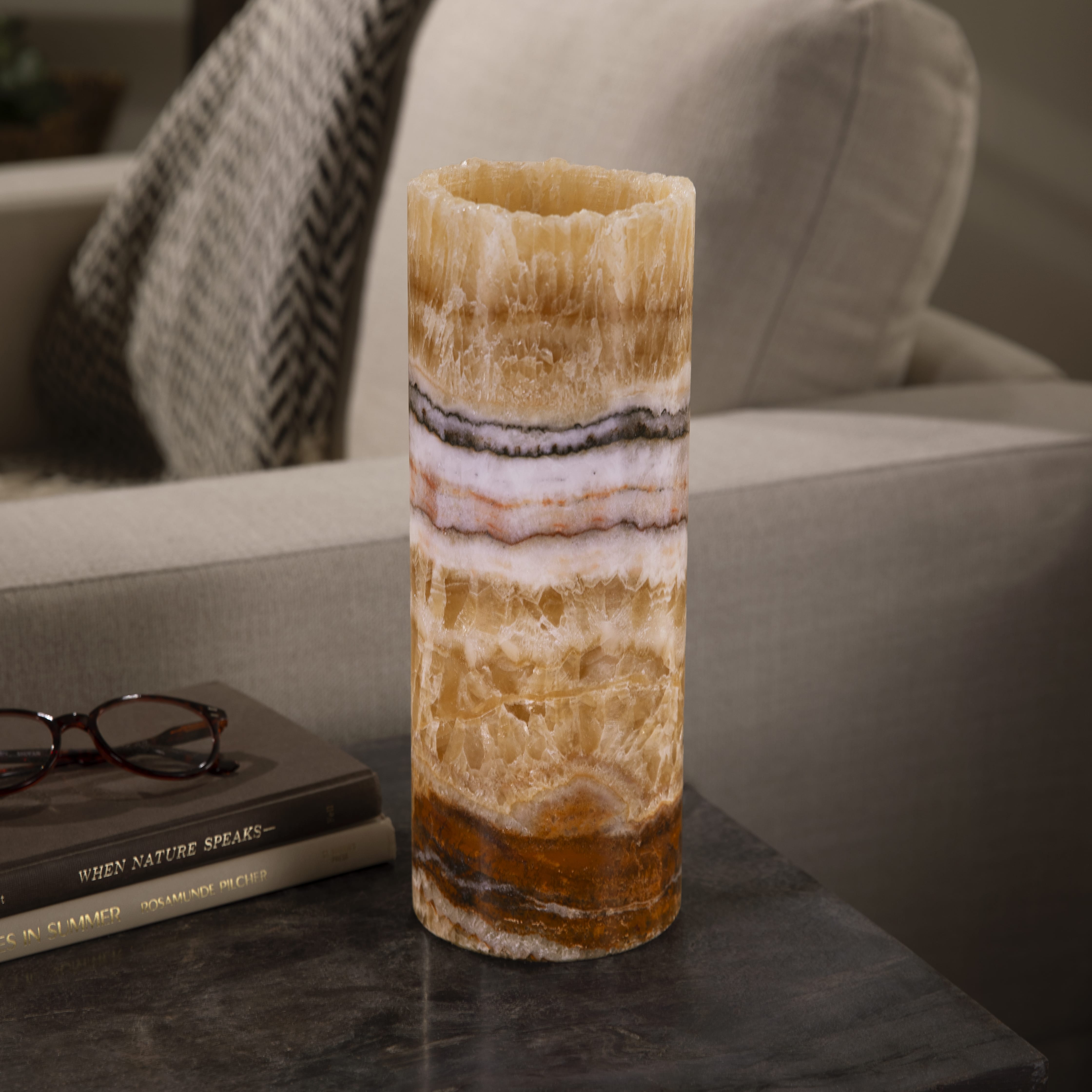 Kalifano Light Towers Onyx Cylinder Light Tower from Mexico - 12" LTCL3010.018