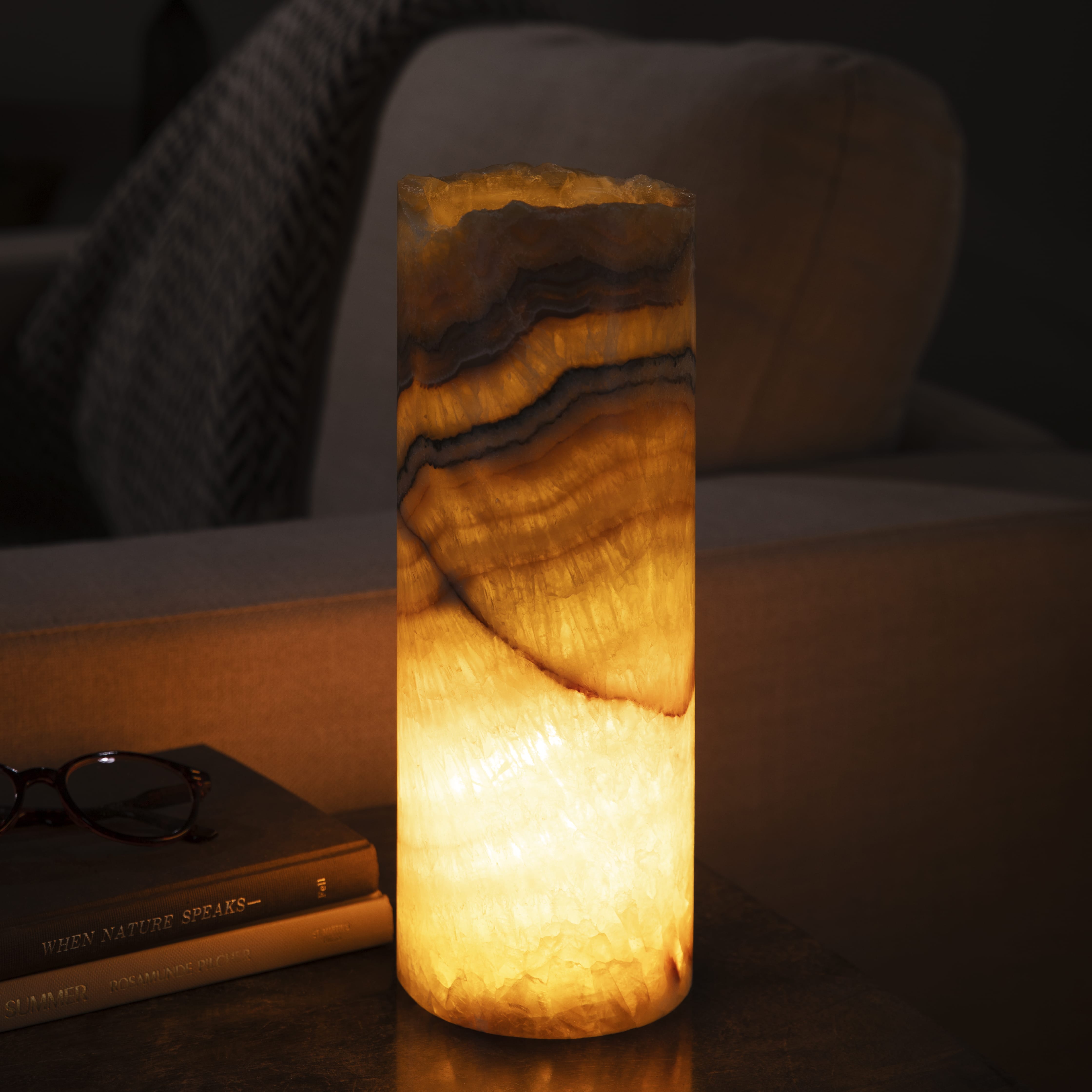 Kalifano Light Towers Onyx Cylinder Light Tower from Mexico - 12" LTCL3010.019