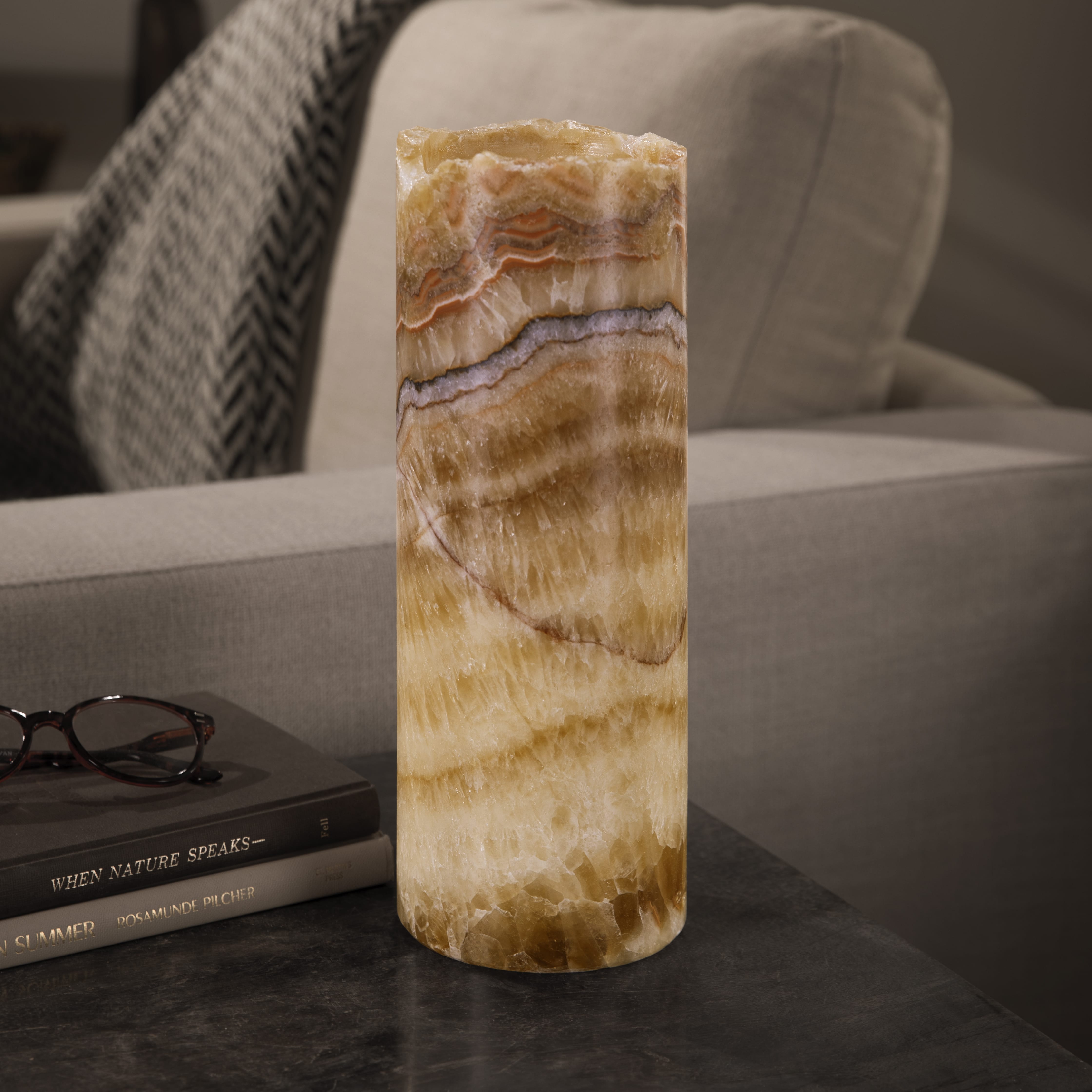 Kalifano Light Towers Onyx Cylinder Light Tower from Mexico - 12" LTCL3010.019