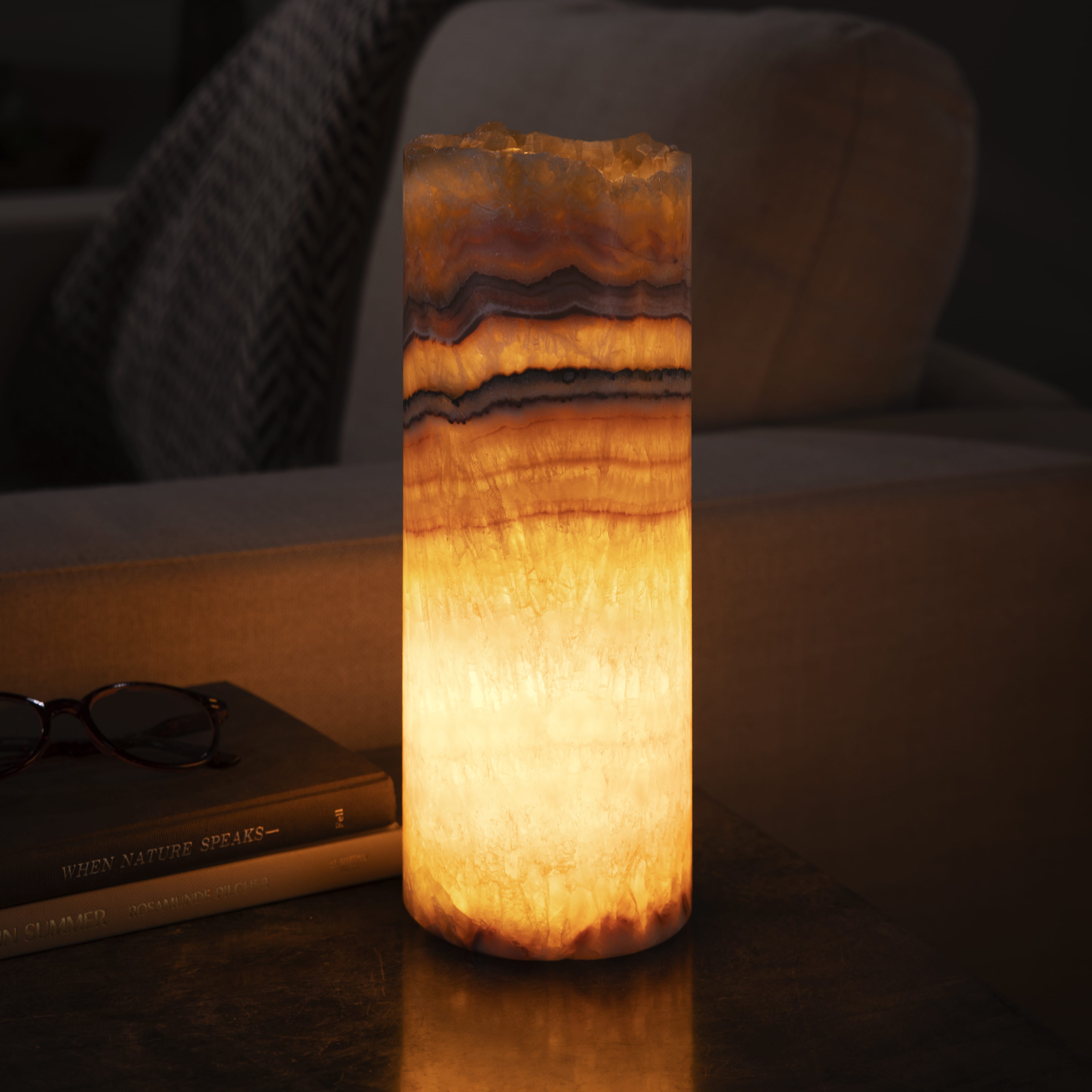 Kalifano Light Towers Onyx Cylinder Light Tower from Mexico - 12" LTCL3010.022