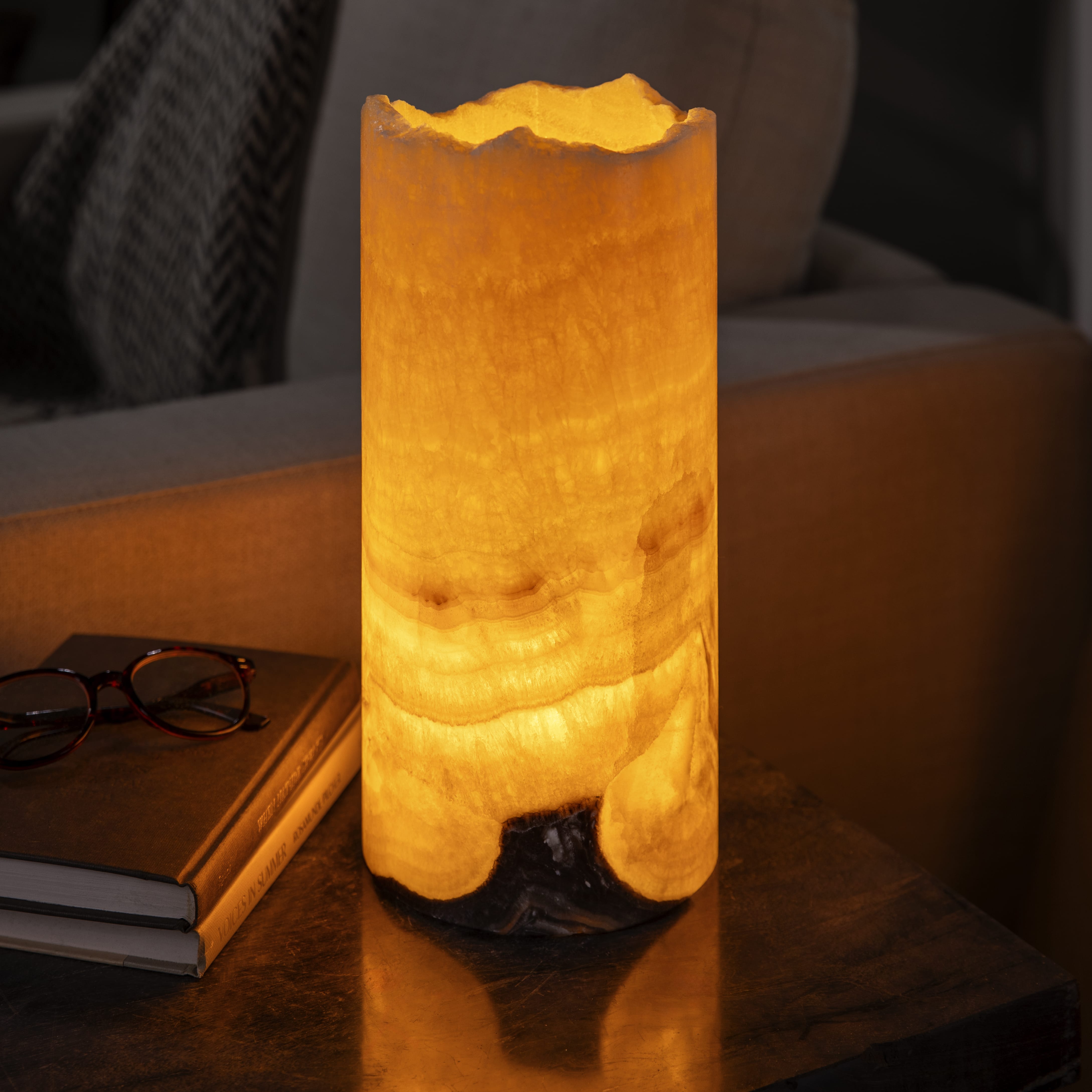 Kalifano Light Towers Onyx Cylinder Light Tower from Mexico - 12" LTCL3015.011