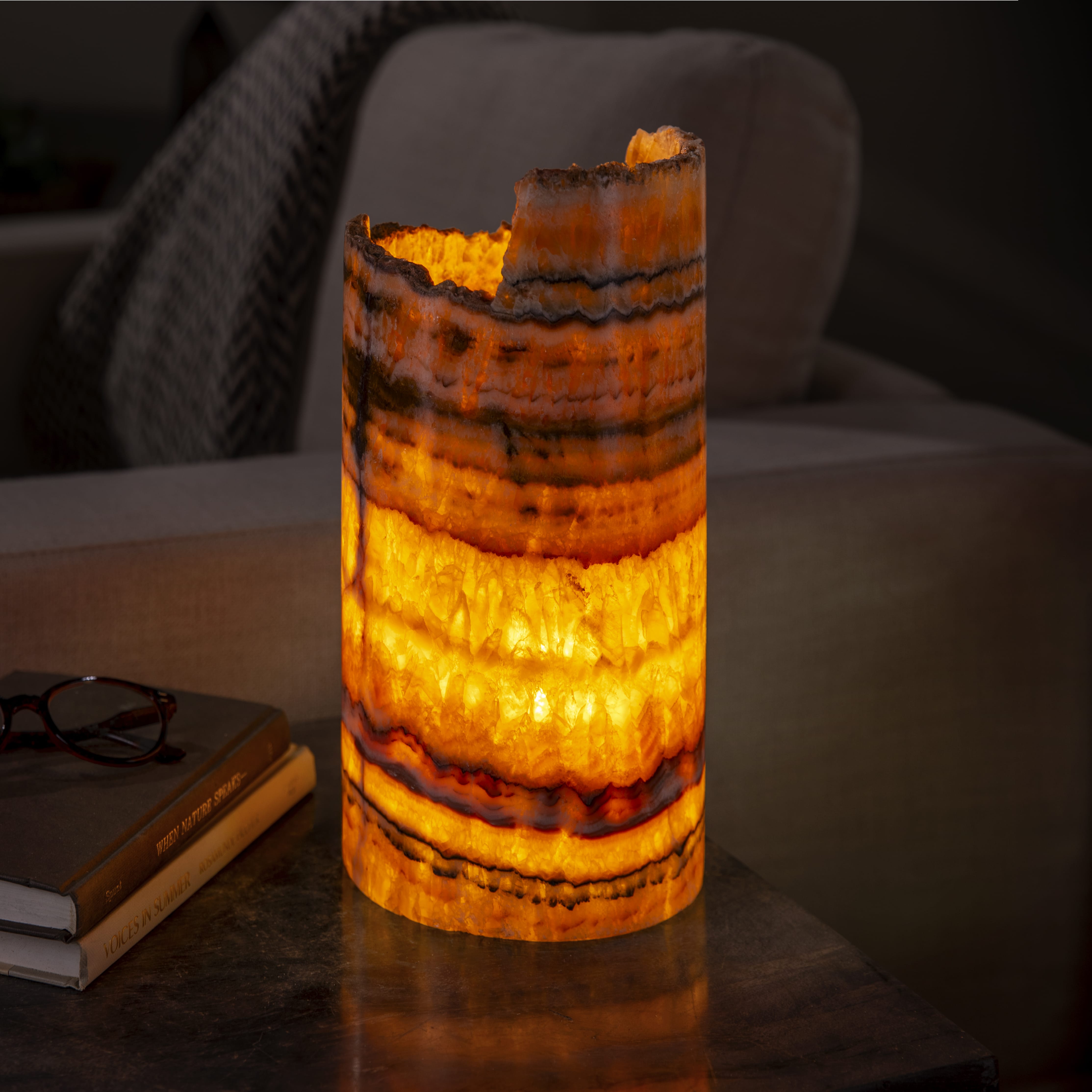 Kalifano Light Towers Onyx Cylinder Light Tower from Mexico - 12" LTCL3015.012