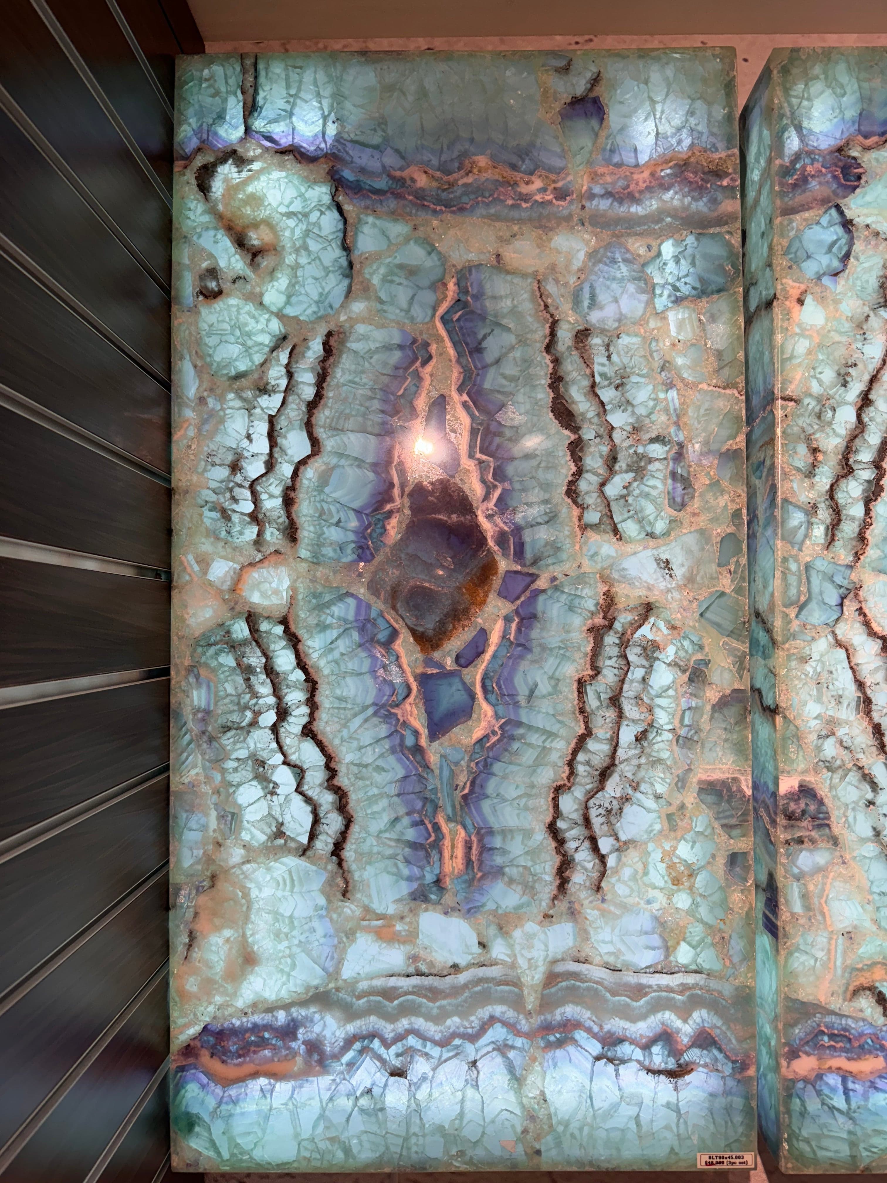 Kalifano Light Towers Rainbow Fluorite Wall Light Panel Trio - 35" LT90x45.003