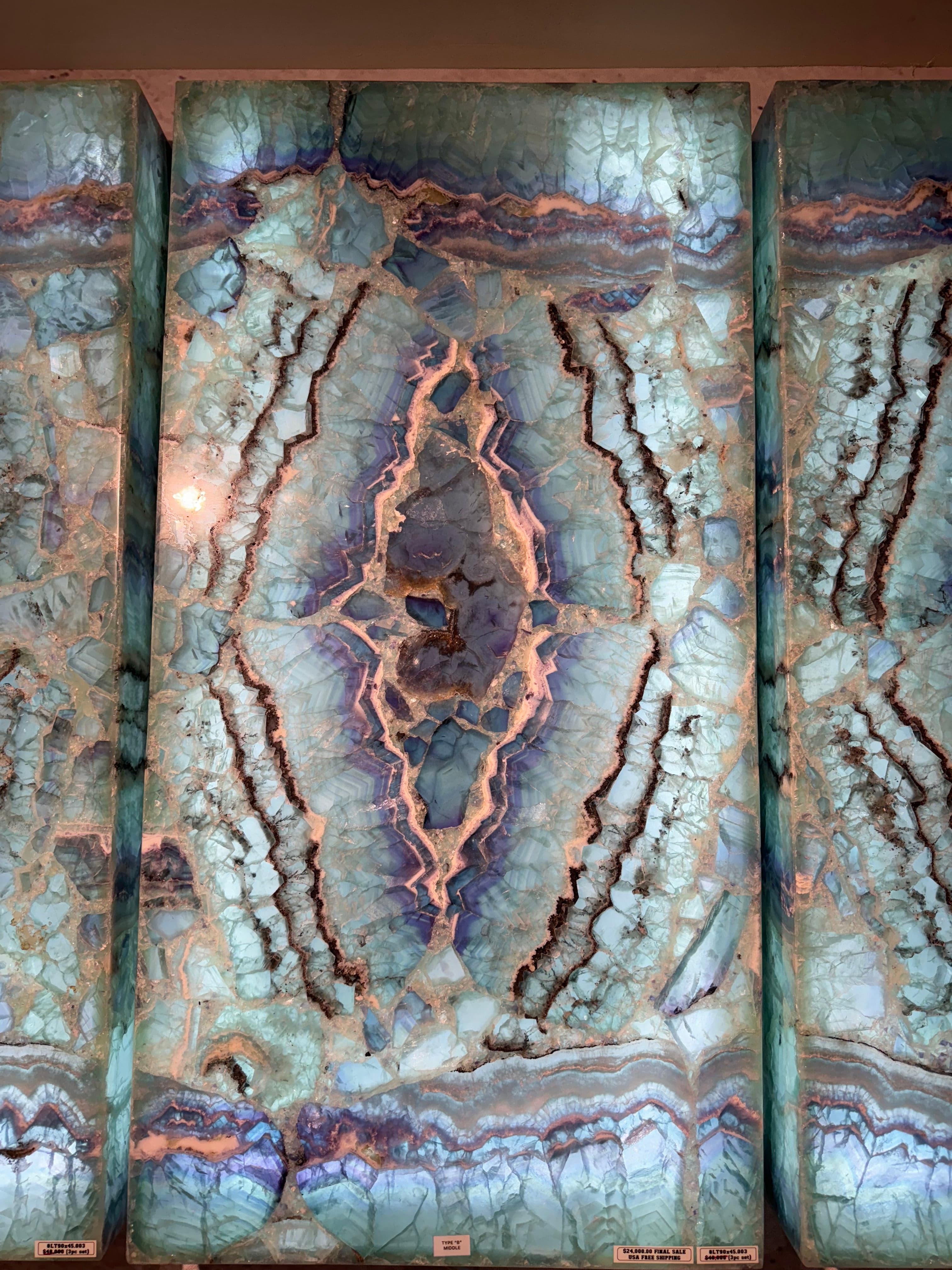 Kalifano Light Towers Rainbow Fluorite Wall Light Panel Trio - 35" LT90x45.003