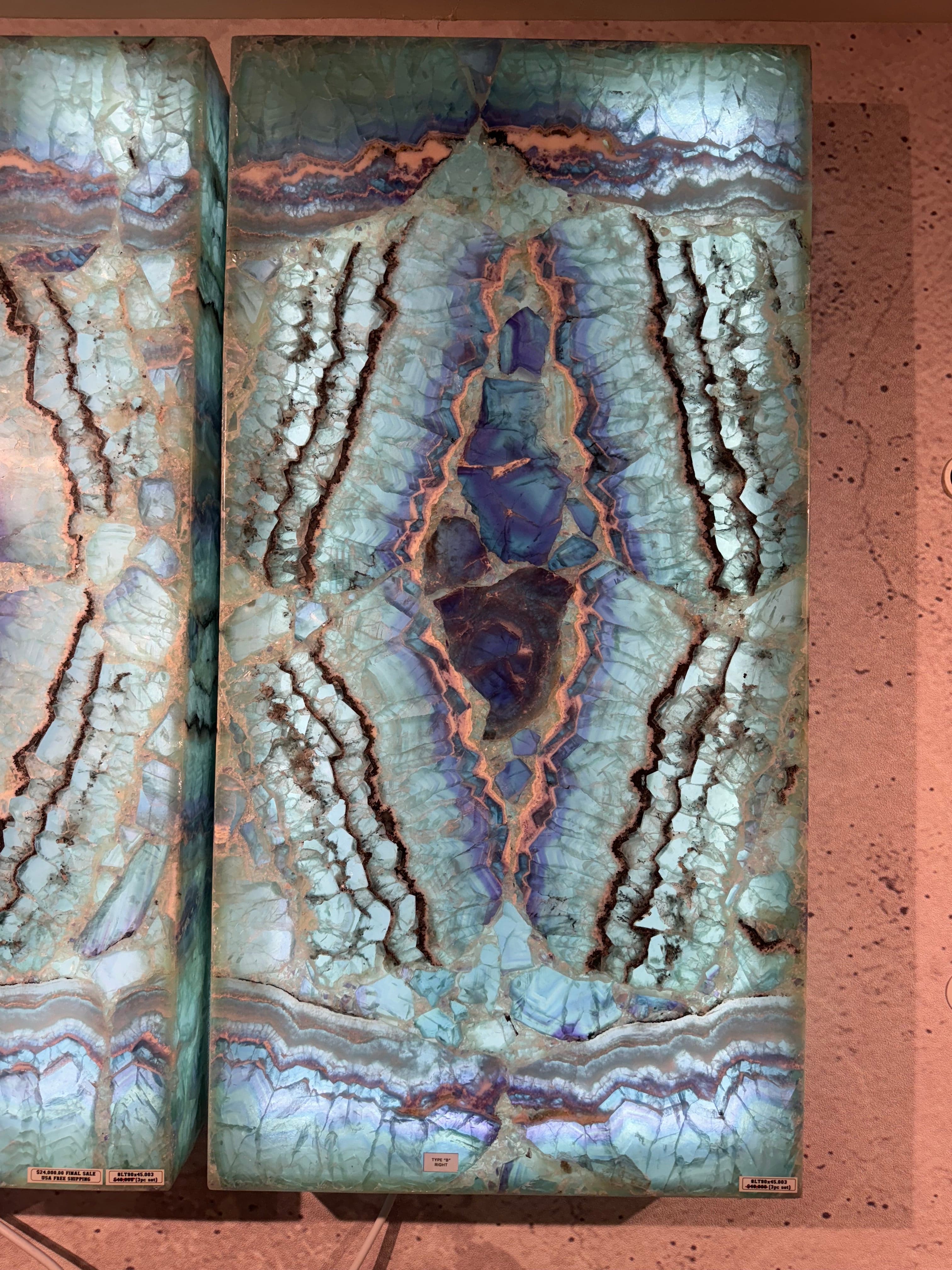 Kalifano Light Towers Rainbow Fluorite Wall Light Panel Trio - 35" LT90x45.003