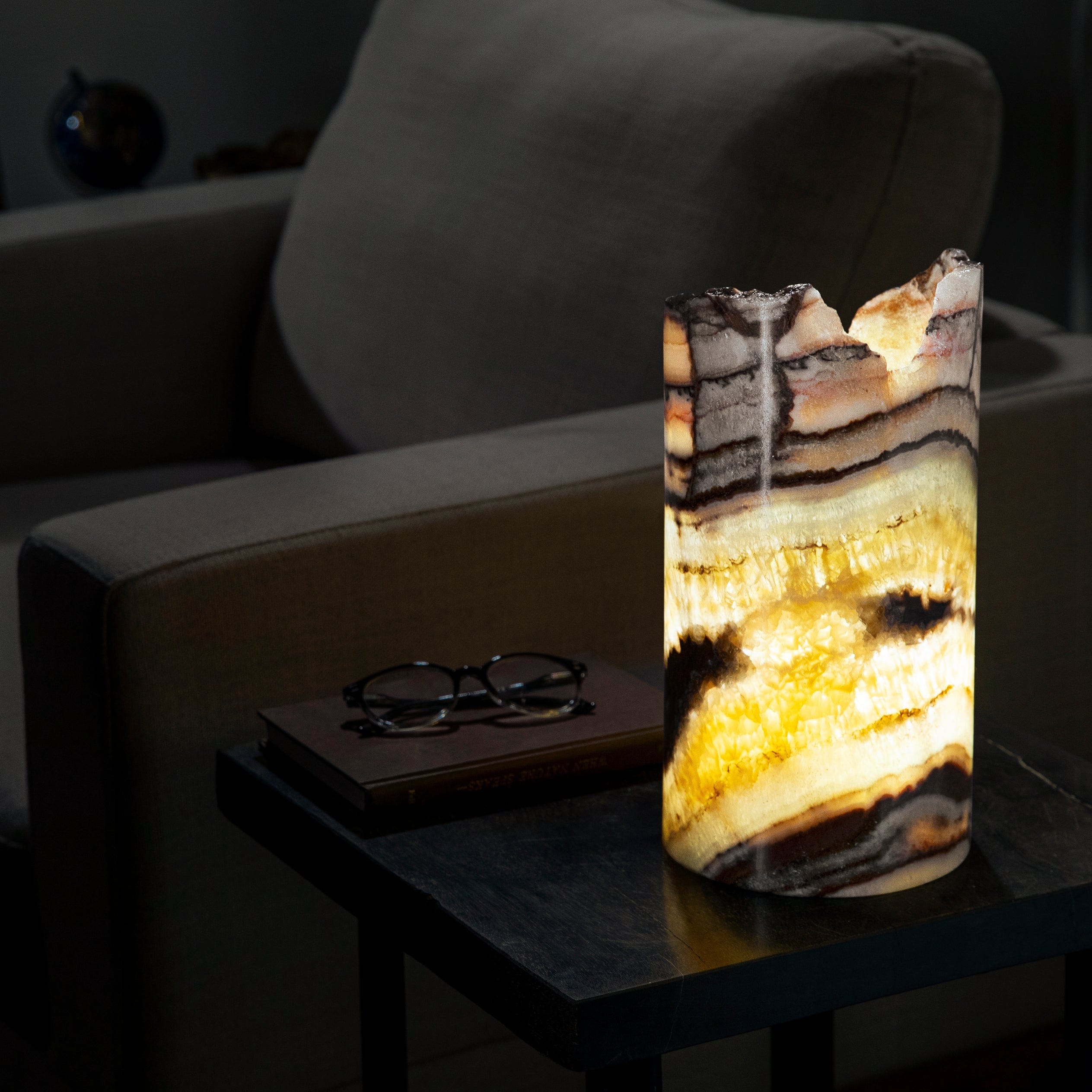 Rainbow Onyx Cylinder Light Tower - 12 in