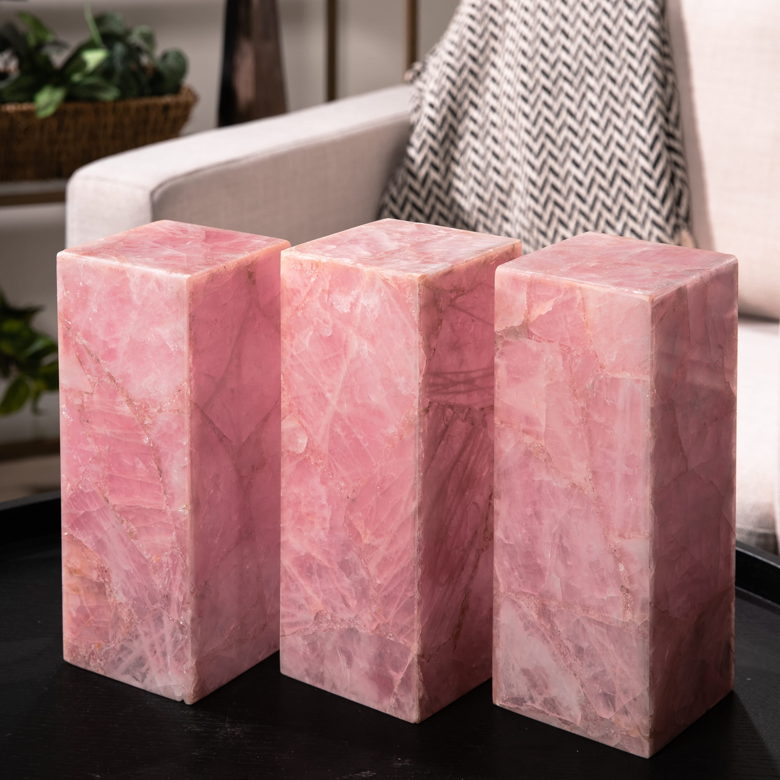 Kalifano Light Towers Rose Quartz Light Tower from Mexico - 12" LT30X12-RQ