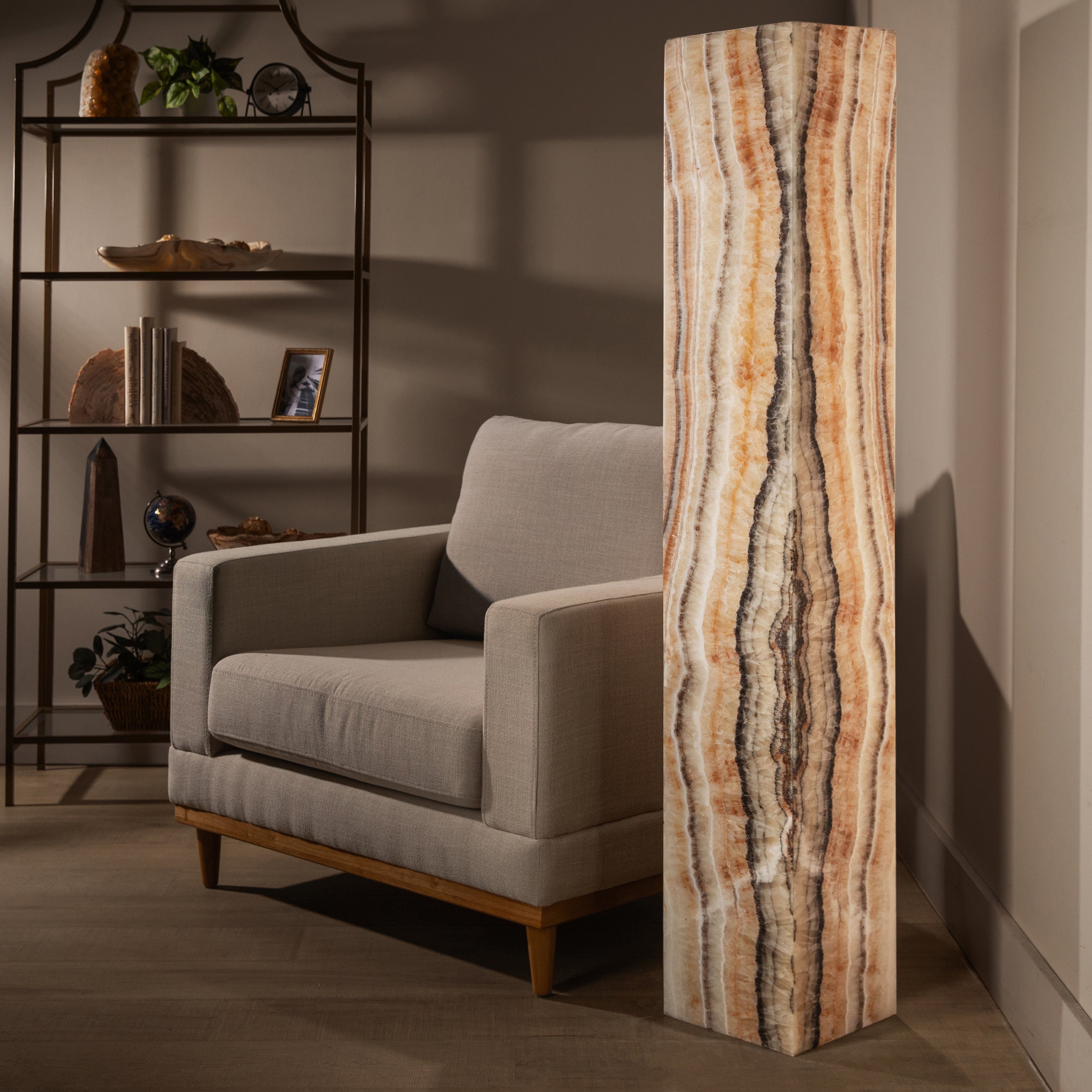 Kalifano Light Towers Zebra Onyx Light Tower - 59 in LT150X25.001