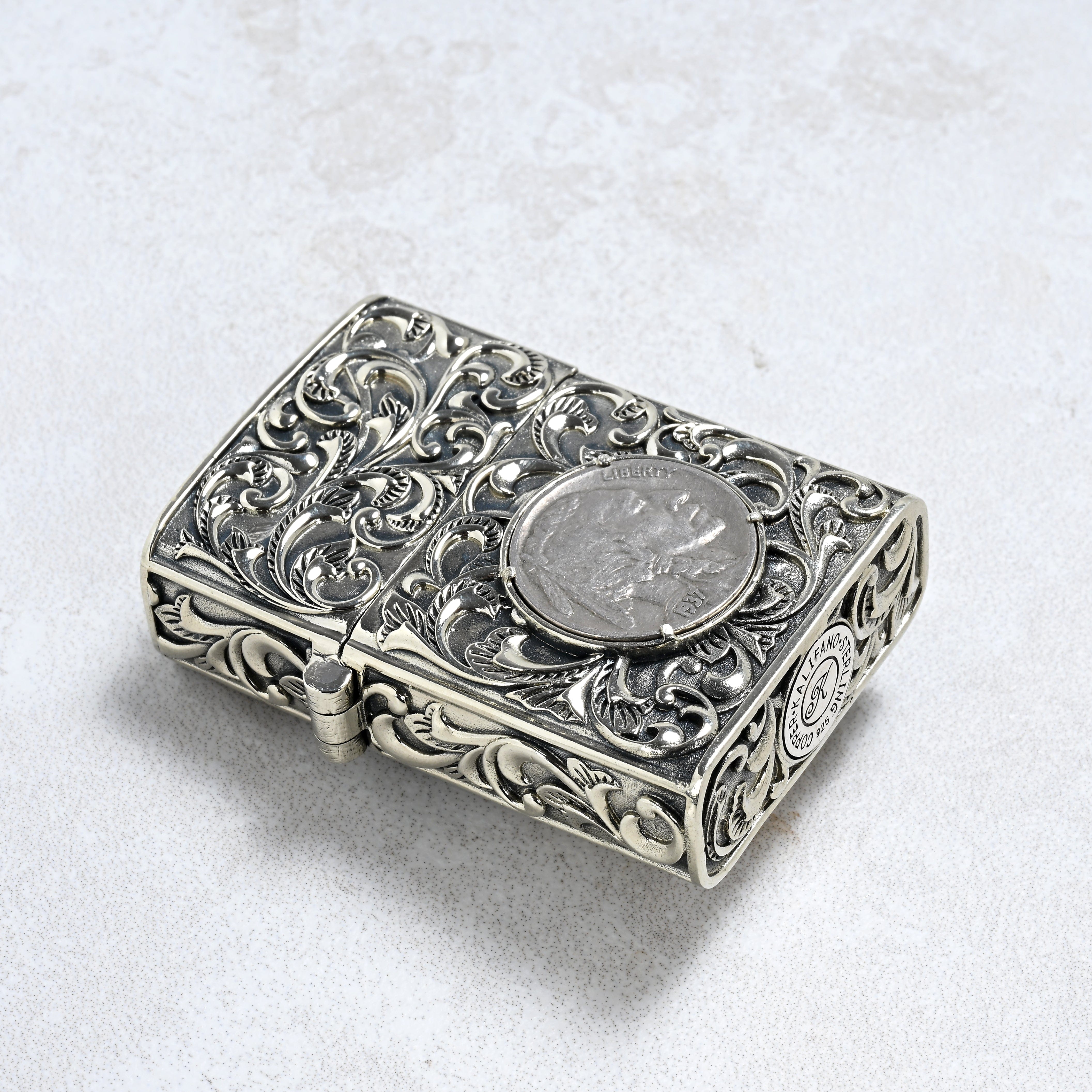 Kalifano Lighters Buffalo Nickel 925 Sterling Silver & Copper Lighter Case SHL-11