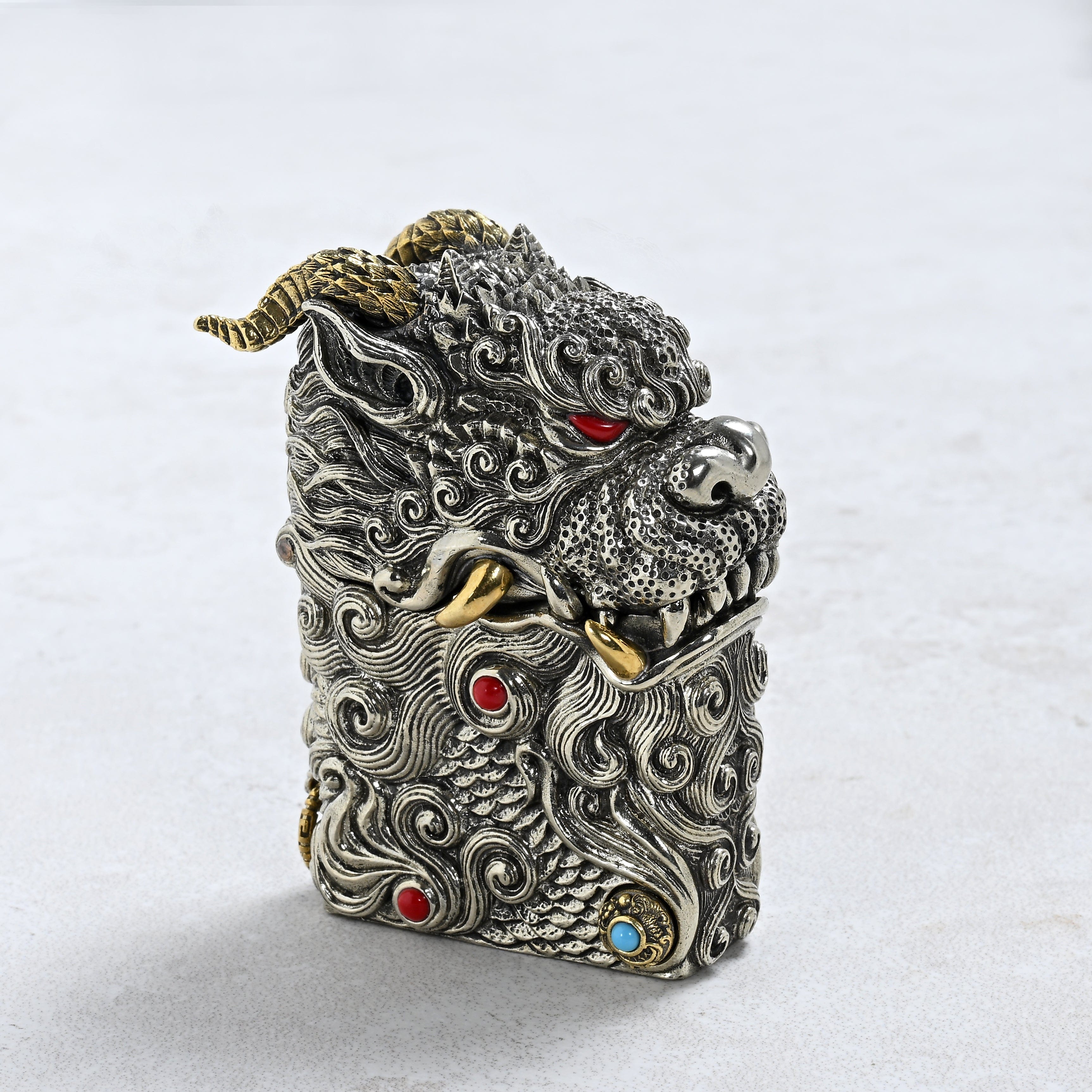 Kalifano Lighters Dragon 925 Sterling Silver & Copper Lighter Case SHL-08