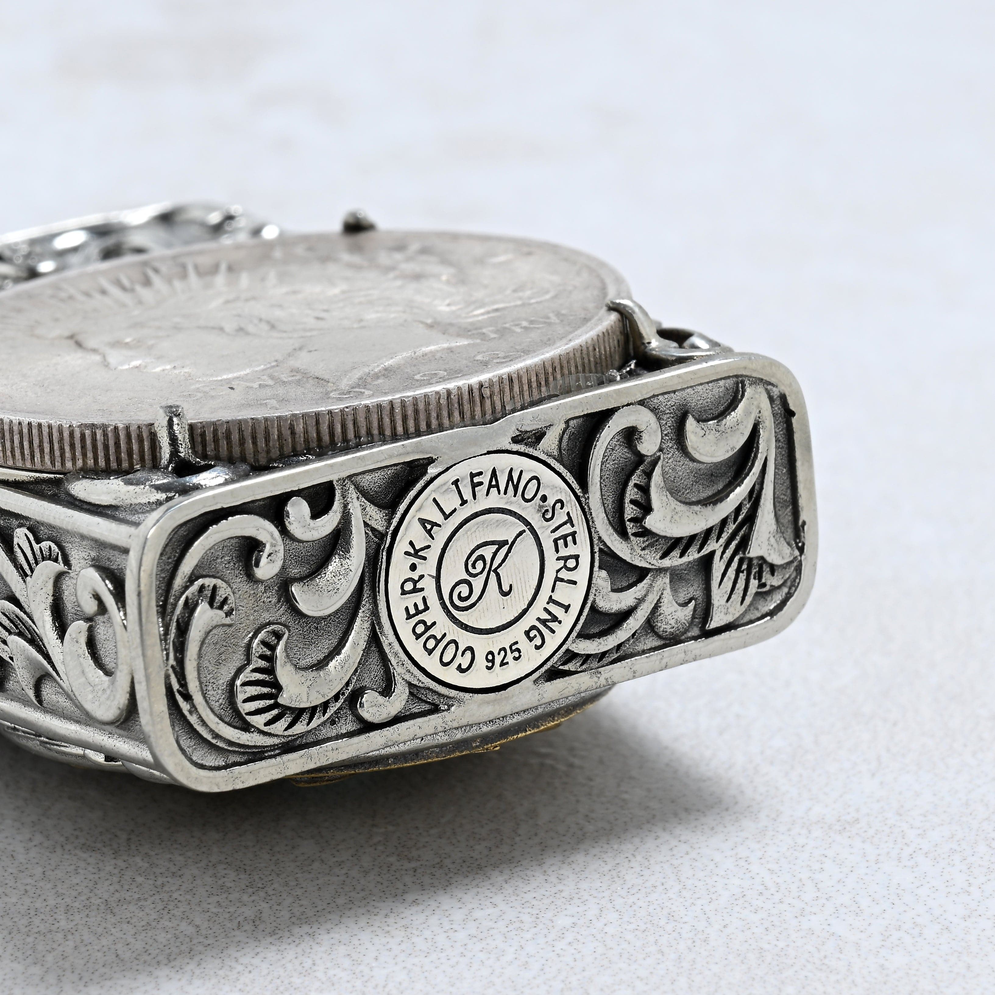 Kalifano Lighters Peace Silver Dollar Coin 925 Sterling Silver & Copper Lighter Case SHL-15