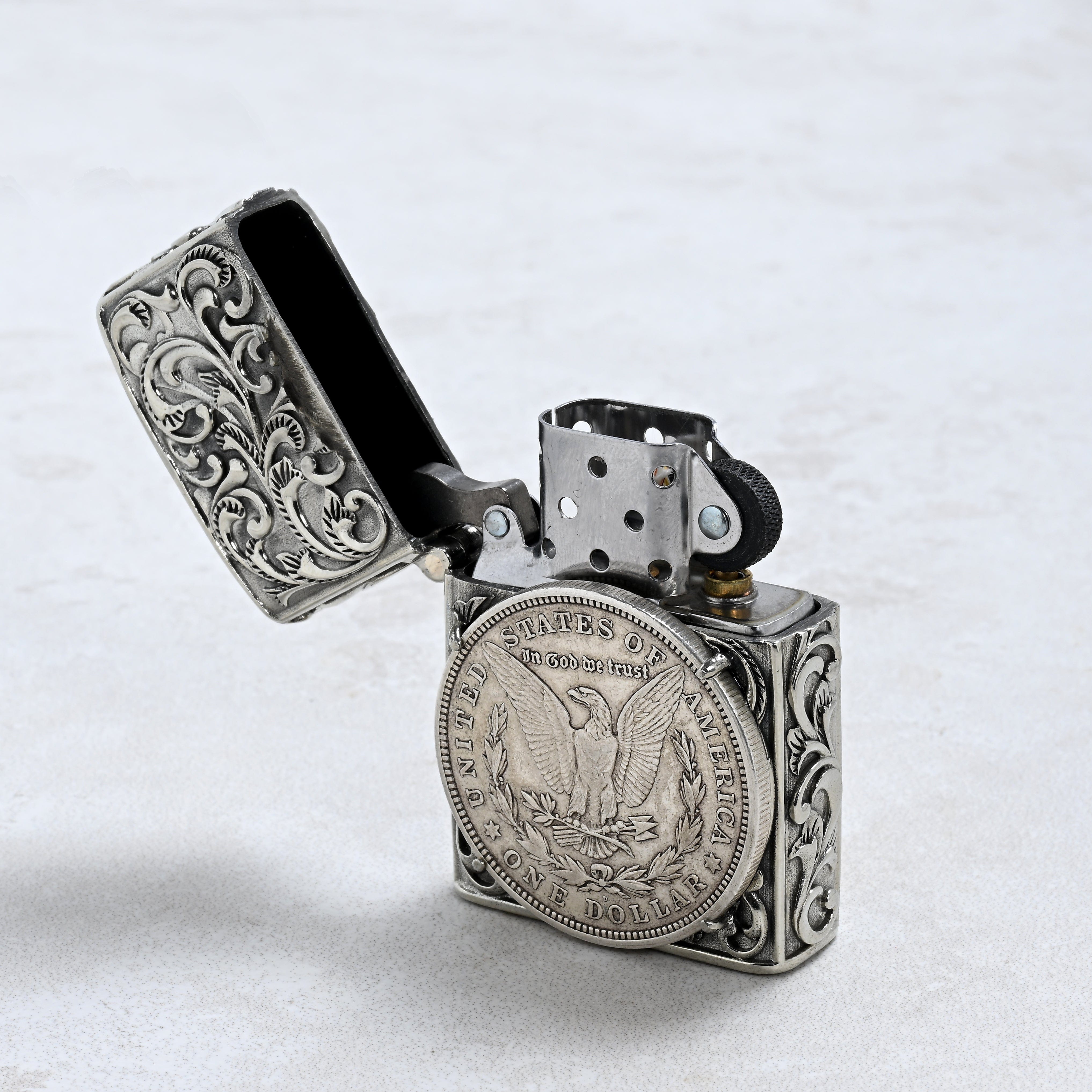 Kalifano Lighters Silver Dollar Coin 925 Sterling Silver & Copper Lighter Case SHL-13