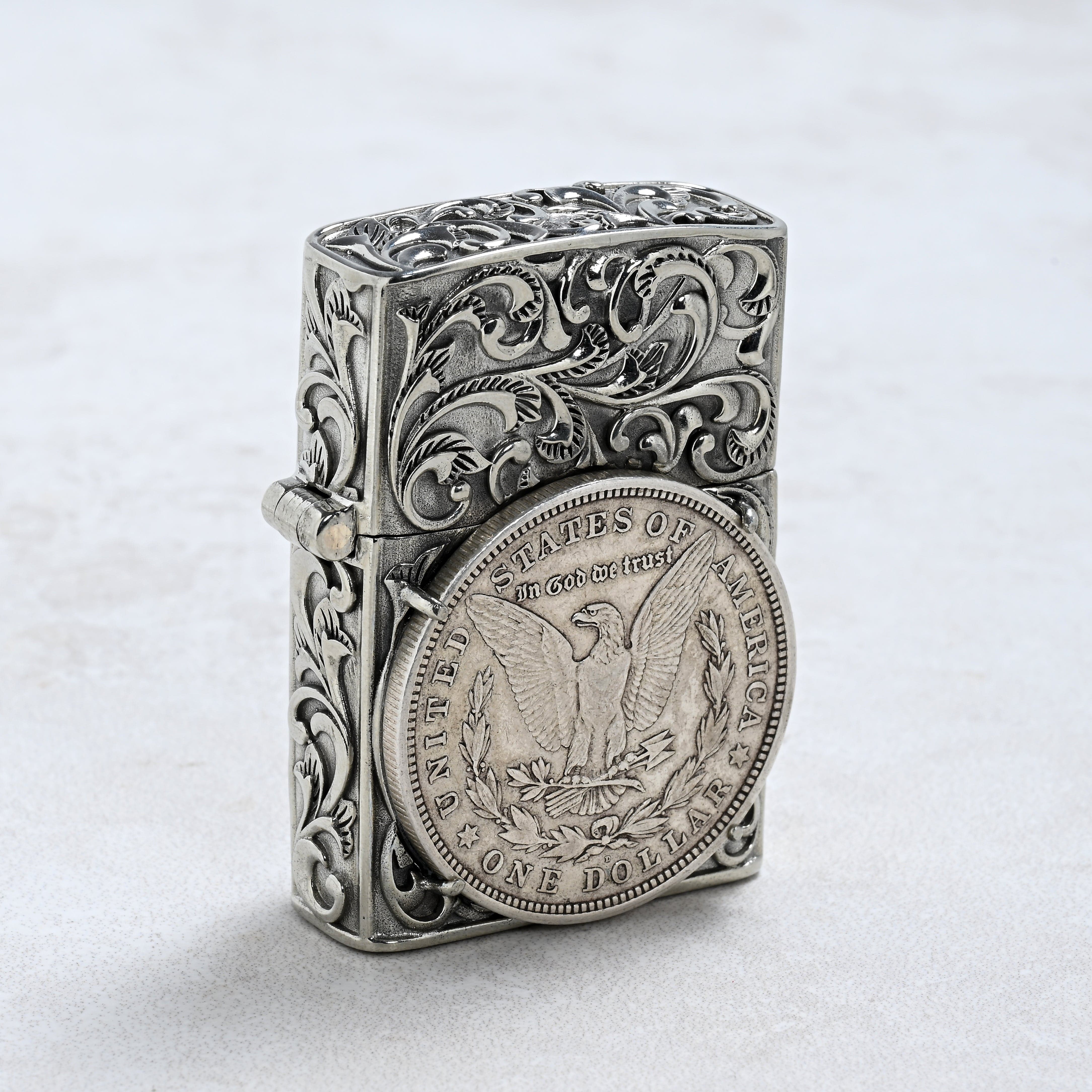 Kalifano Lighters Silver Dollar Coin 925 Sterling Silver & Copper Lighter Case SHL-13