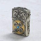 Turquoise & Coral 925 Sterling Silver & Copper Lighter Case