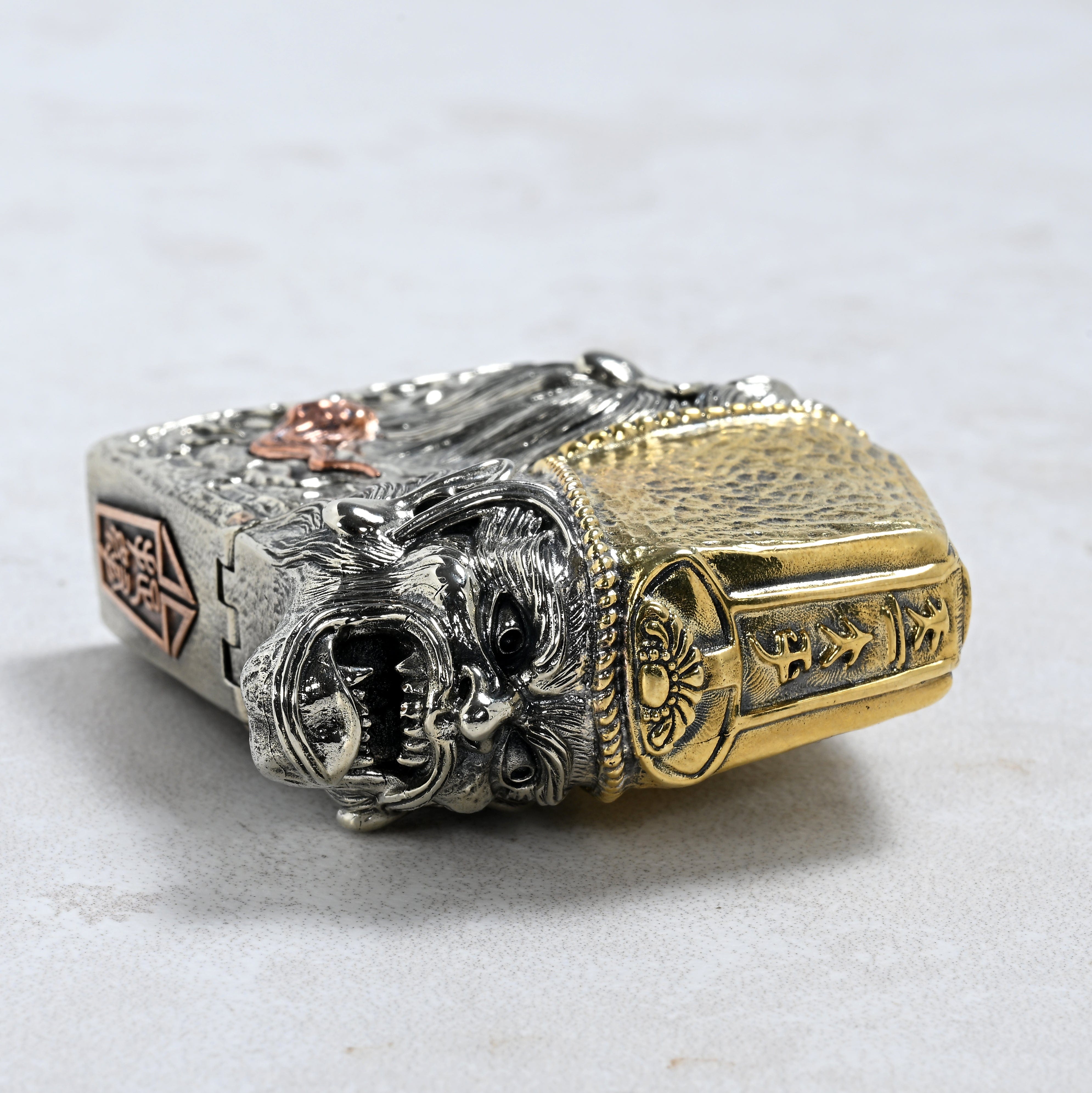 Kalifano Lighters Two Faced Ghost of Impermanence 925 Sterling Silver & Copper Lighter Case SHL-07